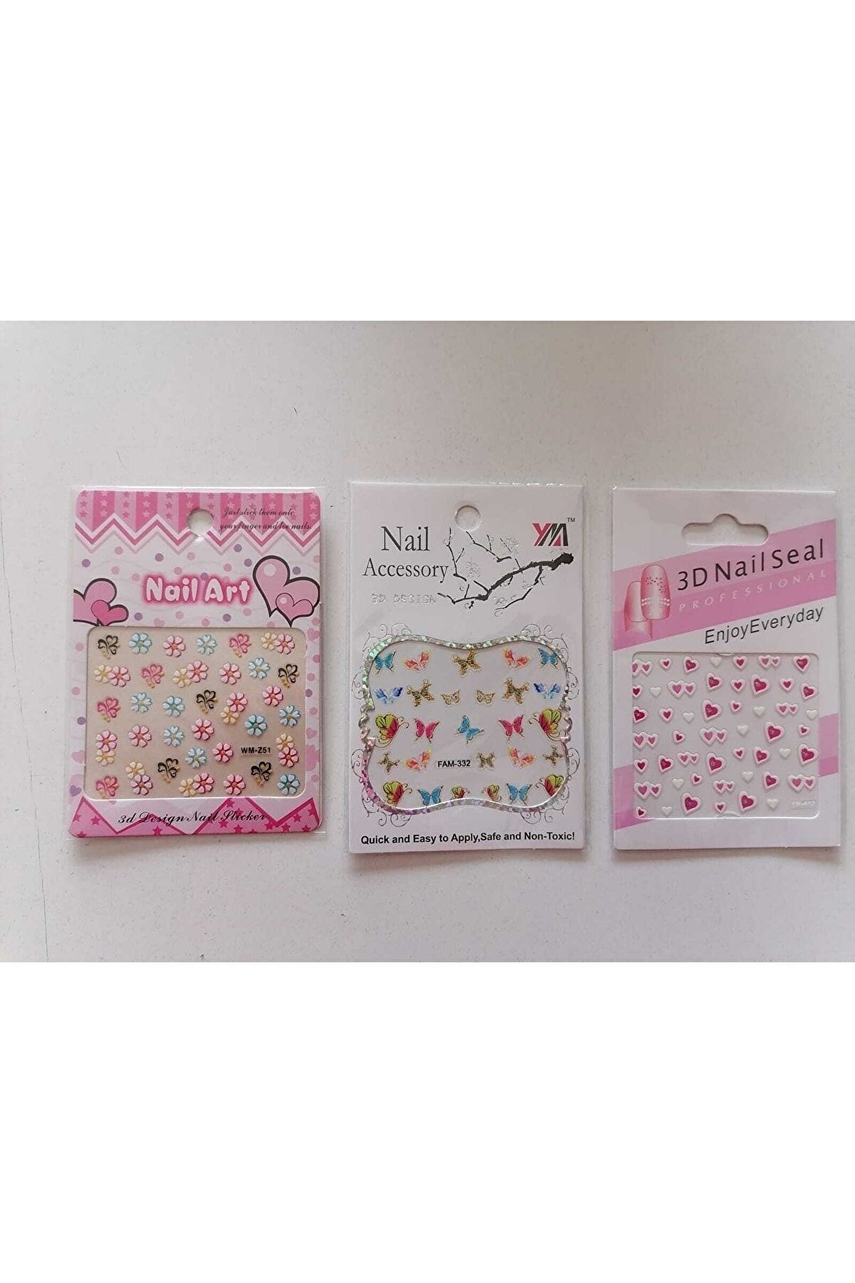 Ai̇rbrush Tattoo Tırnak Süsleme Sti̇cker 3 Kartela Bi̇rden Model3