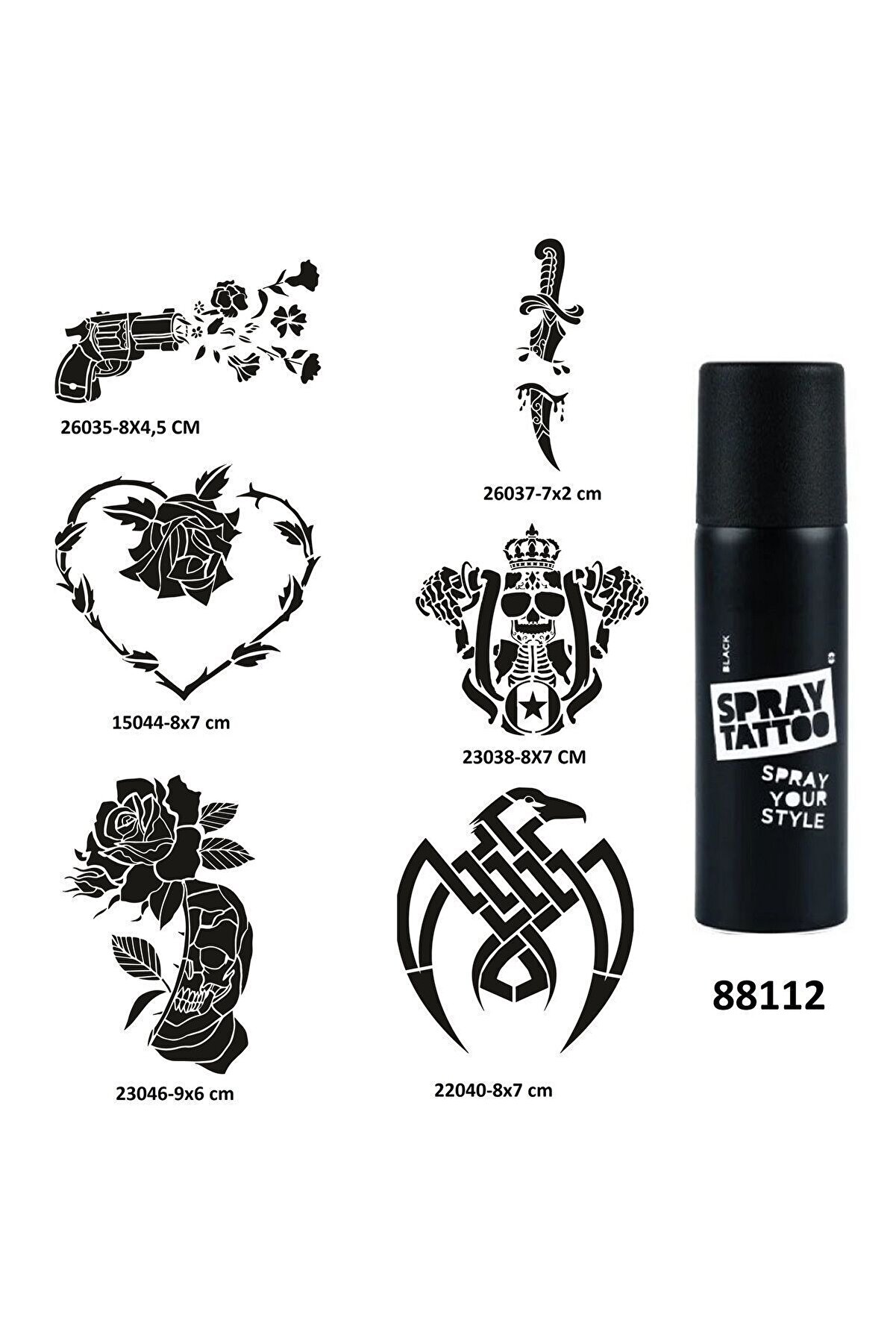Ai̇rbrush Tattoo Savaş Ve Çi̇çek Spray Tattoo Geçi̇ci̇ Dövme Yapma Seti̇ Sprey Dövme Ki̇ti̇