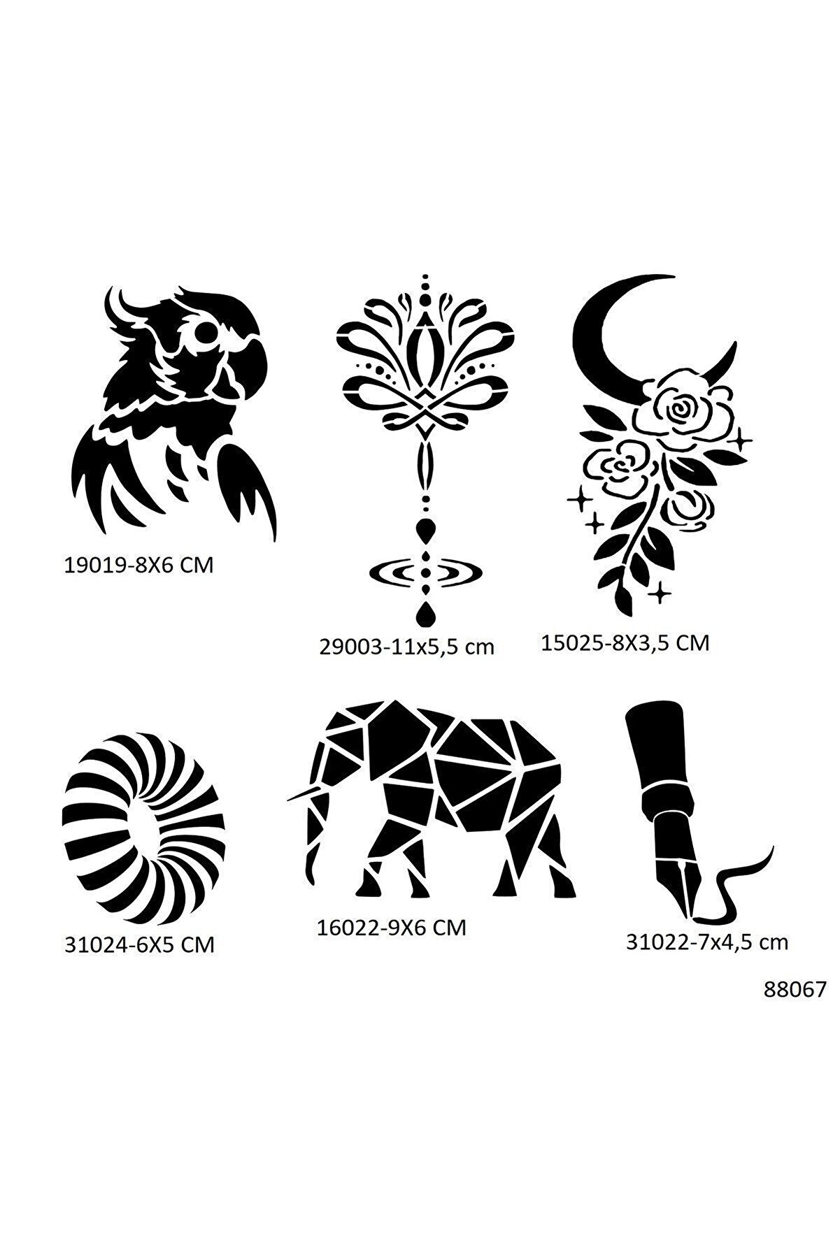 Ai̇rbrush Tattoo Sırt Ve Kol 6 Adet Geçi̇ci̇ Dövme Şablonu Sadece Desen