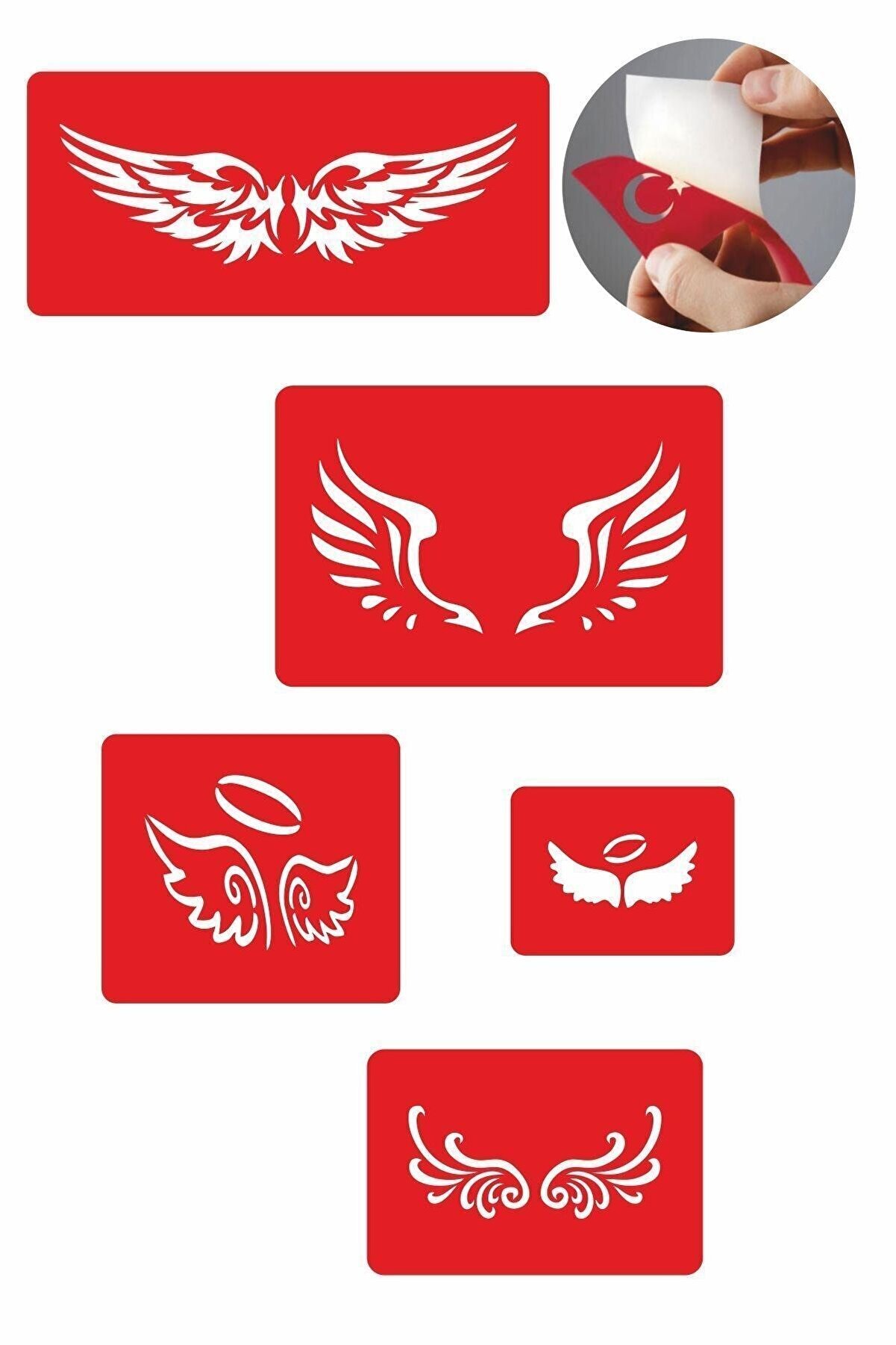 Ai̇rbrush Tattoo Özgür Kanatlar 5 Adet Geçi̇ci̇ Dövme Kına Şablonu