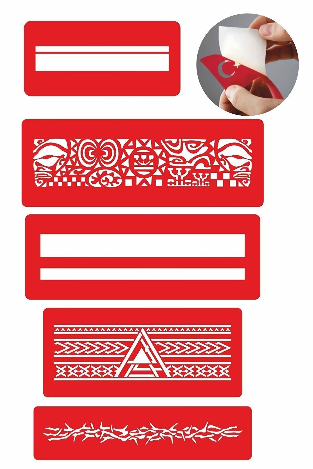 Ai̇rbrush Tattoo Kol Bantları Kabi̇le Moti̇fleri̇ 5 Adet Geçi̇ci̇ Dövme Kına Şablonu
