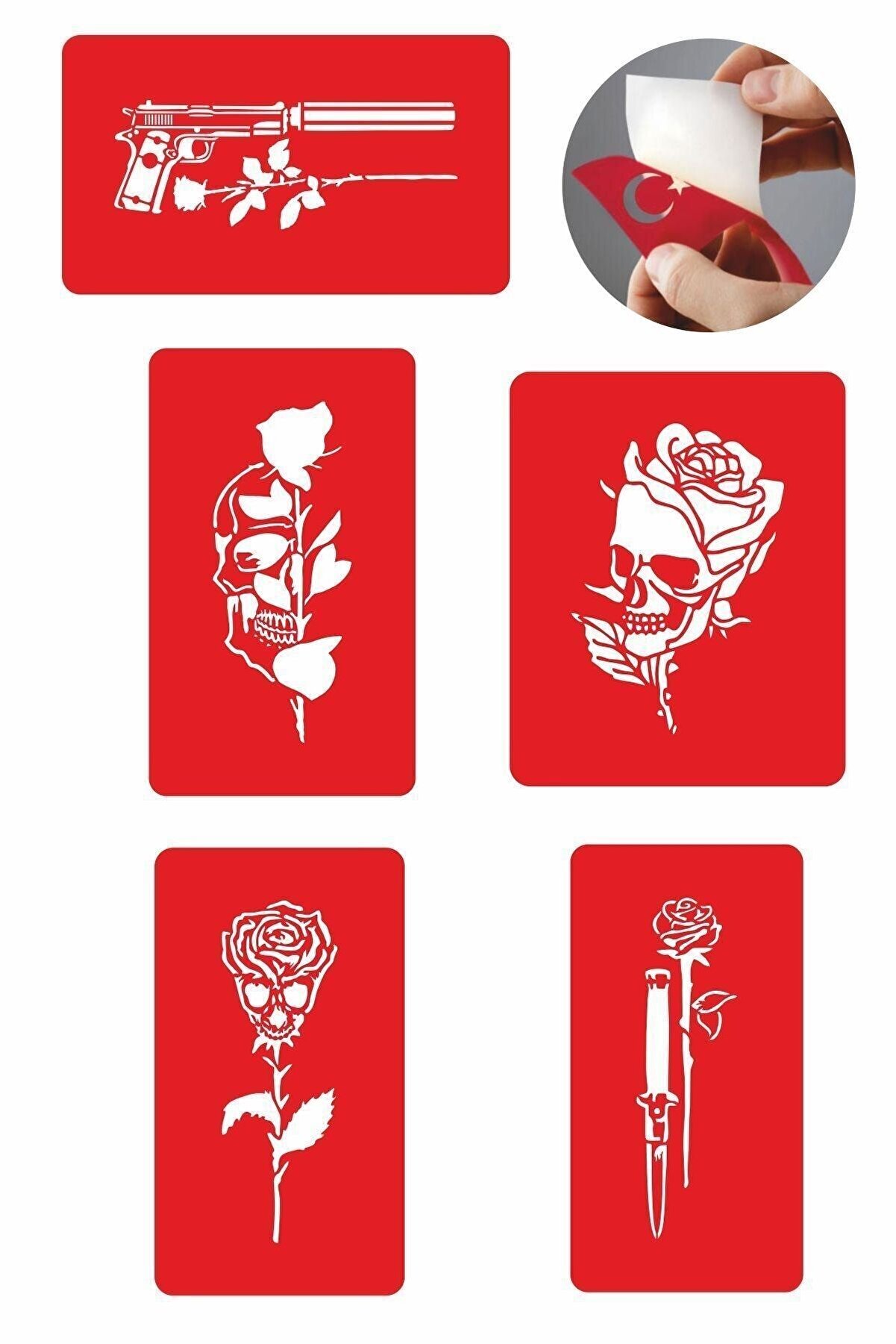 Ai̇rbrush Tattoo Gi̇zemli̇ Desenler Kuru Kafa G&uuml;l Ge&ccedil;i̇ci̇ D&ouml;vme Şablonu