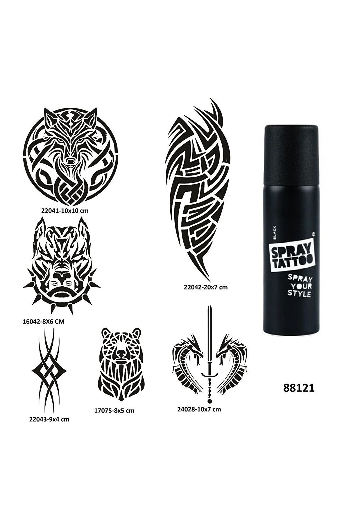 Ai̇rbrush Tattoo Tri̇bal Seri̇si̇ Spray Tattoo Geçi̇ci̇ Dövme Yapma Seti̇ Dark Si̇yah