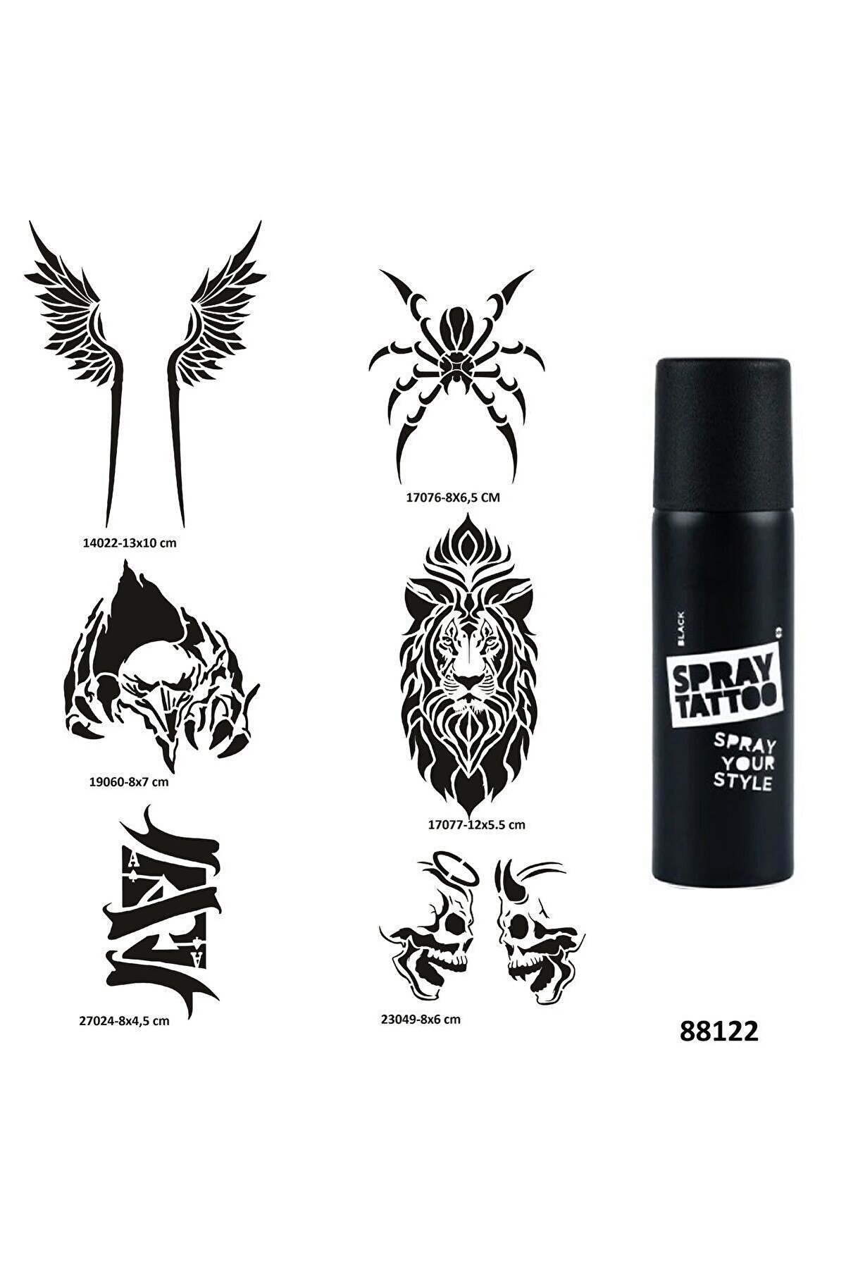 Ai̇rbrush Tattoo Hırçın Tasarımlar Spray Tattoo Geçi̇ci̇ Dövme Yapma Seti̇ Dark Si̇yah