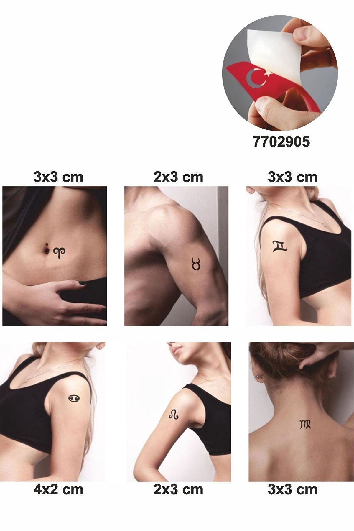 Ai̇rbrush Tattoo Burçlar-1 5 Adet Geçi̇ci̇ Dövme Kına Şablonu