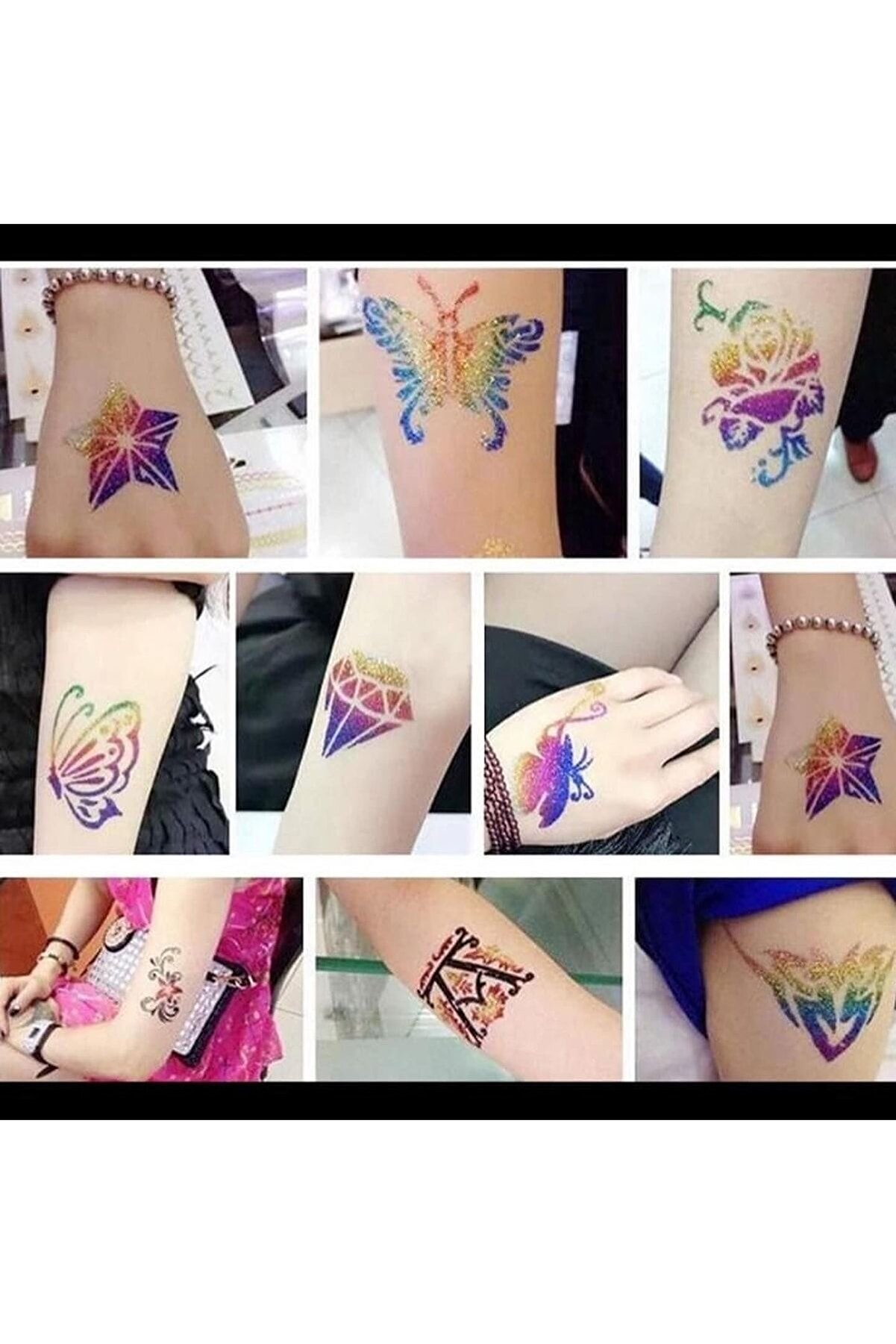 Enhavalı Si̇mli̇ Dövme Geçi̇ci̇ Tattoo Seti̇ 50 Adet Şablonlu