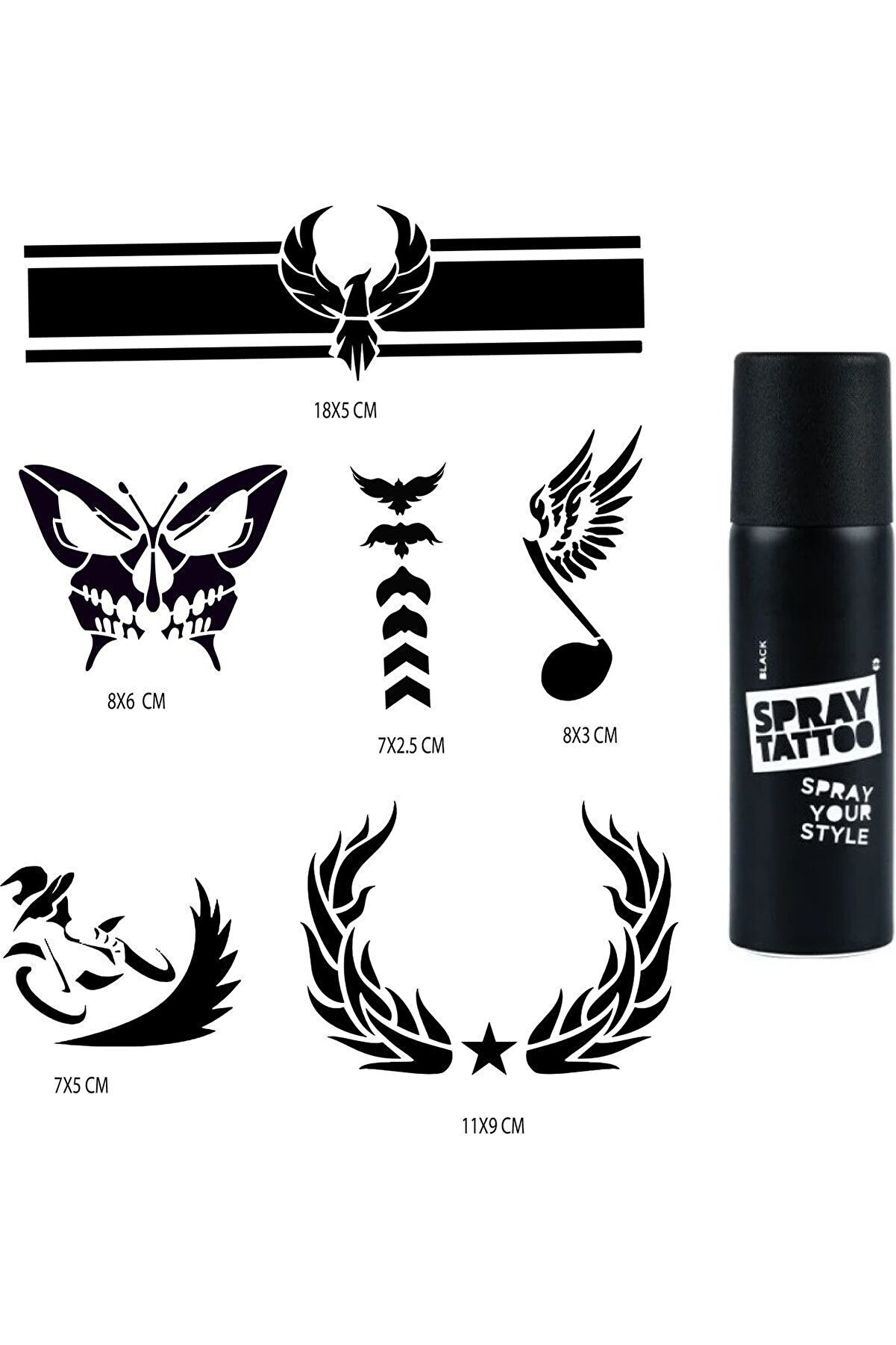 Ai̇rbrush Tattoo Kol Ve Kanat Spray Tattoo Ge&ccedil;i̇ci̇ Sprey D&ouml;vme Seti̇