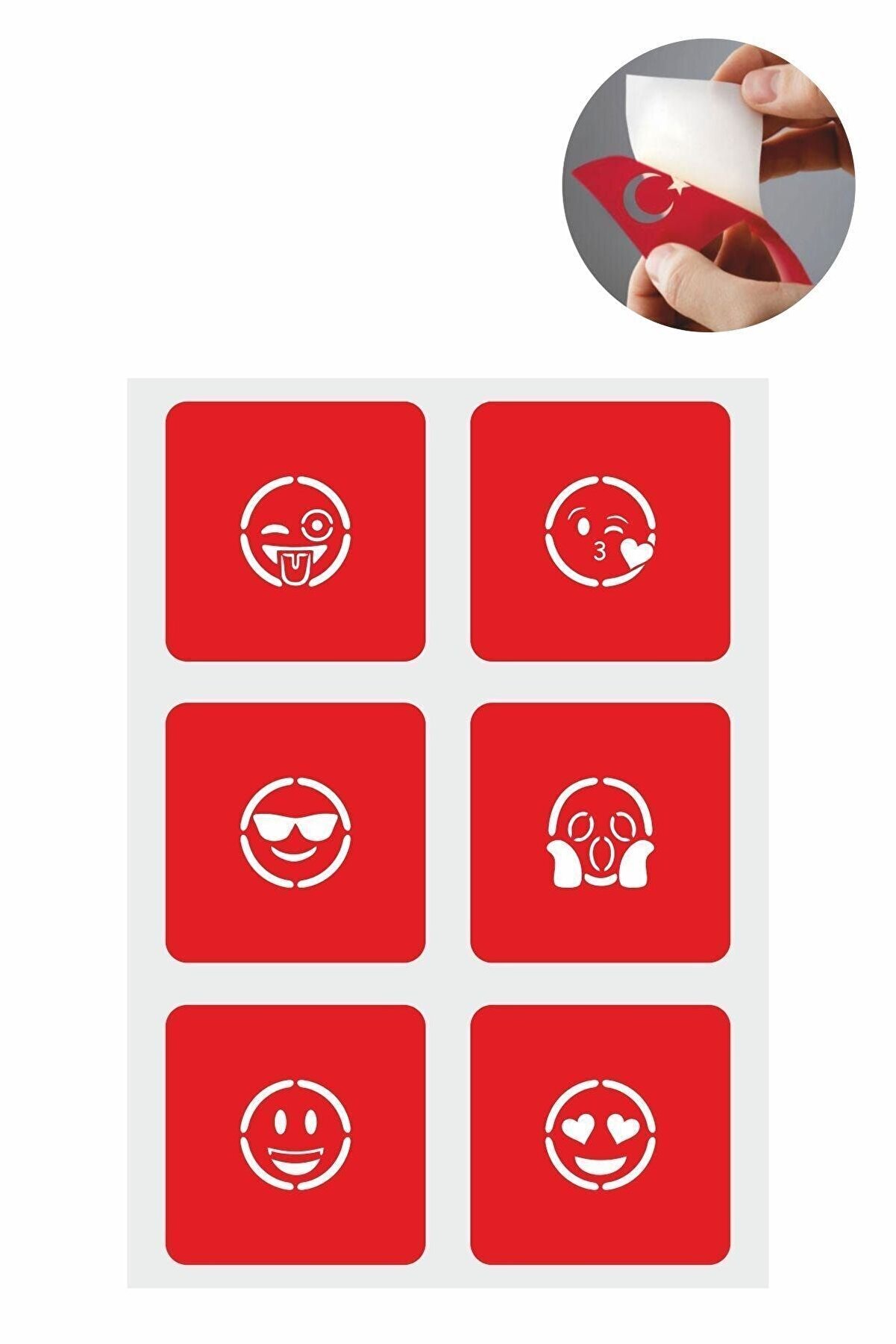 Ai̇rbrush Tattoo Sevi̇mli̇ Emoji̇ler 5 Adet Geçi̇ci̇ Dövme Kına Şablonu