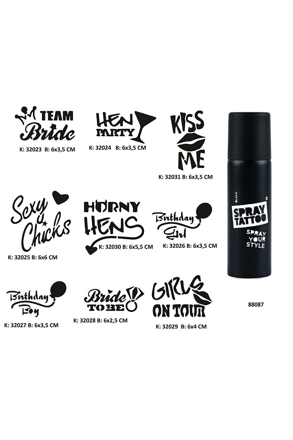 Ai̇rbrush Tattoo Parti̇ Ve Bekarlığa Veda Seri̇si̇ Spray Tattoo Geçi̇ci̇ Dövme Seti̇ Dark Sprey Dövme Ki̇ti̇