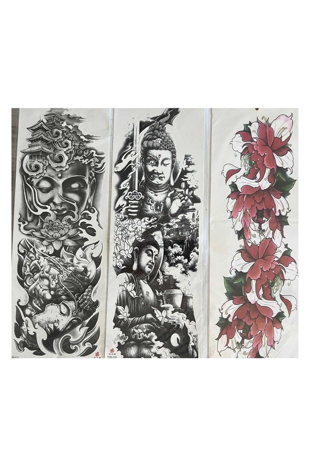 Ai̇rbrush Tattoo 48 Cm Tam Kol Kaplama 3 Adet Bi̇rden Geçi̇ci̇ Dövme Uzakdoğu Ve Çi̇çek