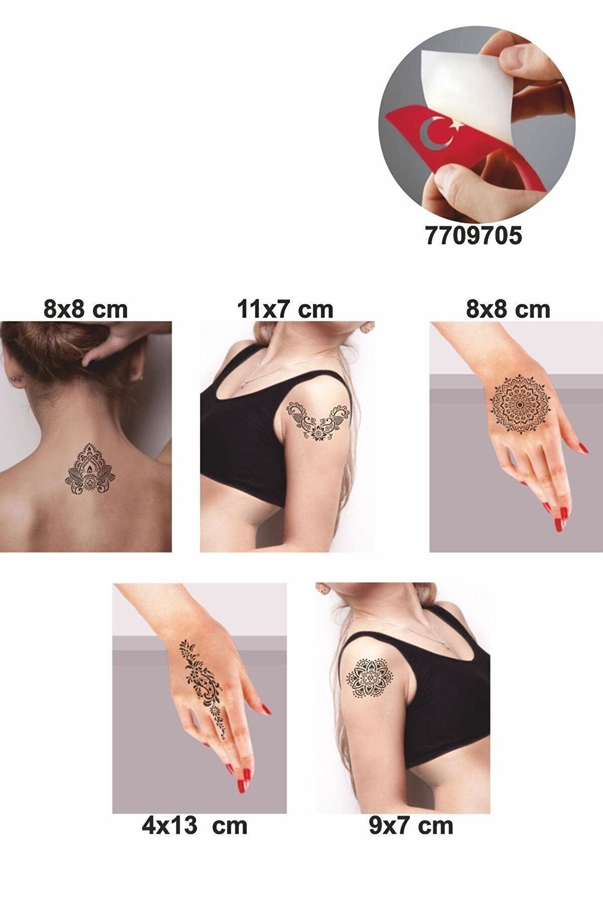 Ai̇rbrush Tattoo Dantel Modelleri̇ 5 Adet Ge&ccedil;i̇ci̇ D&ouml;vme Kına Şablonu