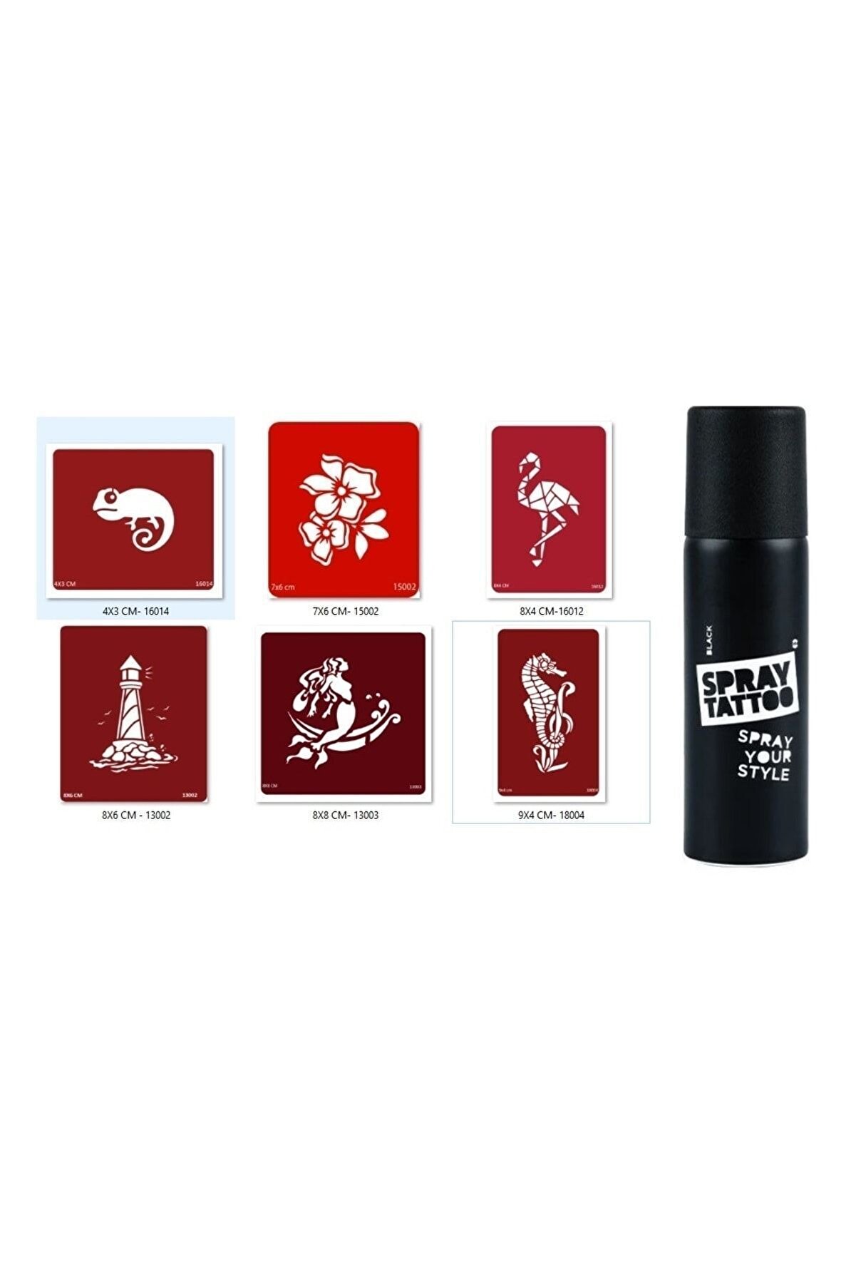 Ai̇rbrush Tattoo Bukalemun Deni̇z Atı Spray Tattoo Geçi̇ci̇ Sprey Dövme Seti̇