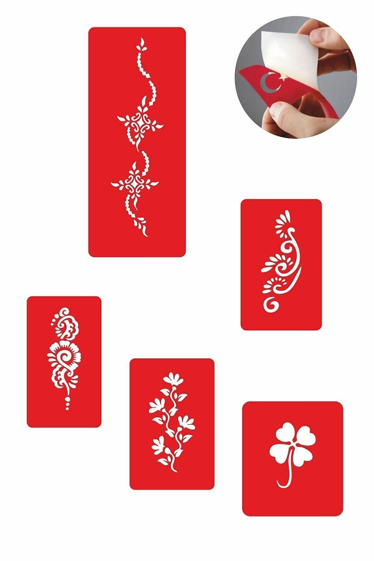 Ai̇rbrush Tattoo Arajman Çi̇çekler 5 Adet Geçi̇ci̇ Dövme Kına Şablonu