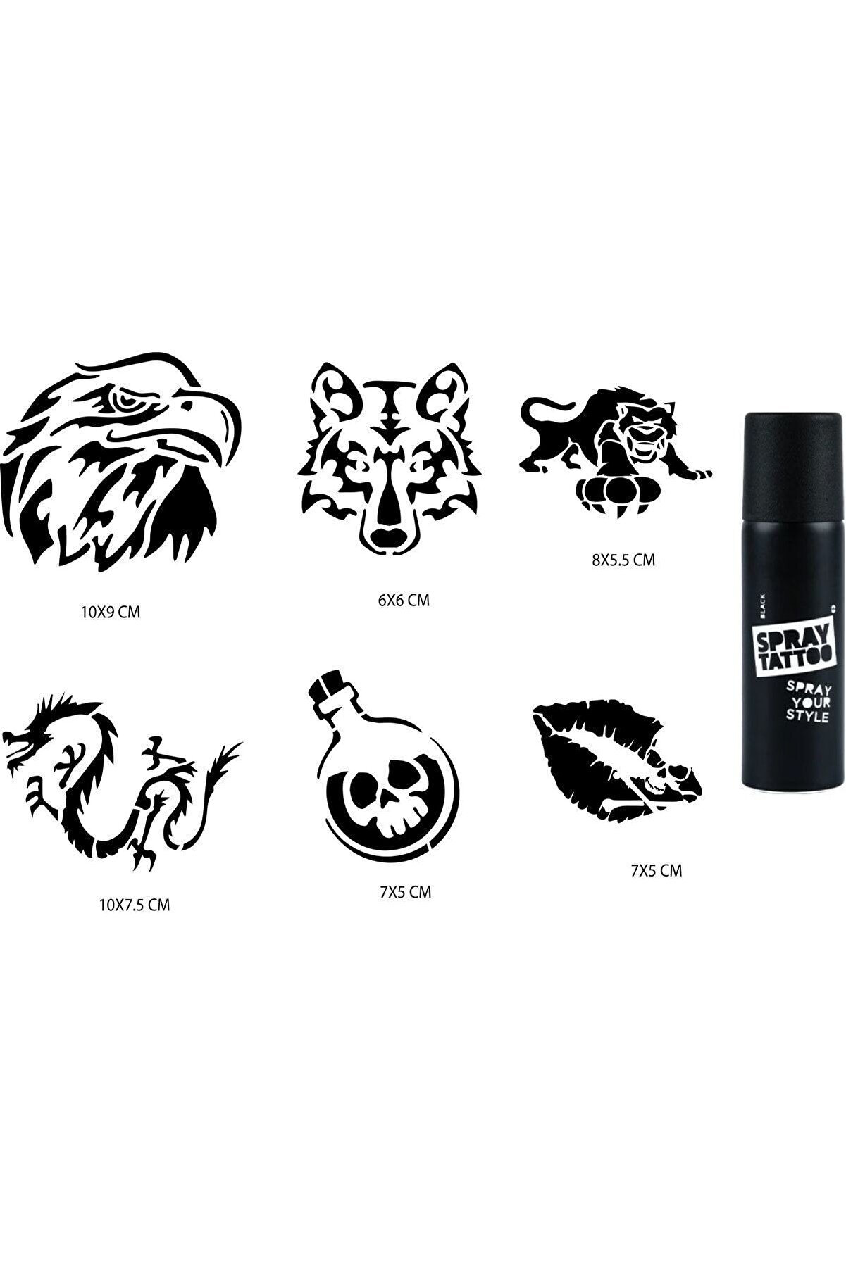 Ai̇rbrush Tattoo Vahşi̇ Doğaspray Tattoo Geçi̇ci̇ Sprey Dövme Seti̇