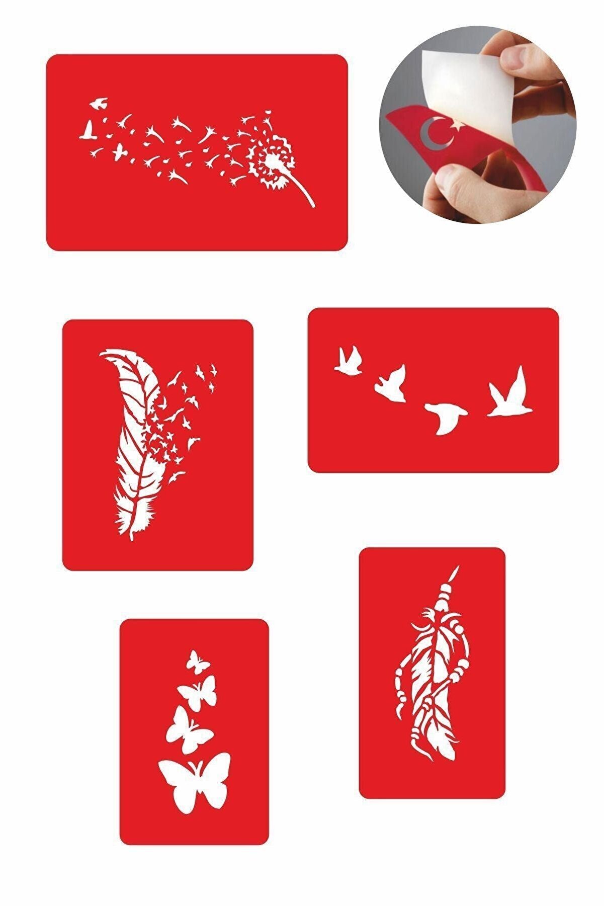 Ai̇rbrush Tattoo Kuşlar Ve Tüyler 5 Adet Geçi̇ci̇ Dövme Kına Şablonu