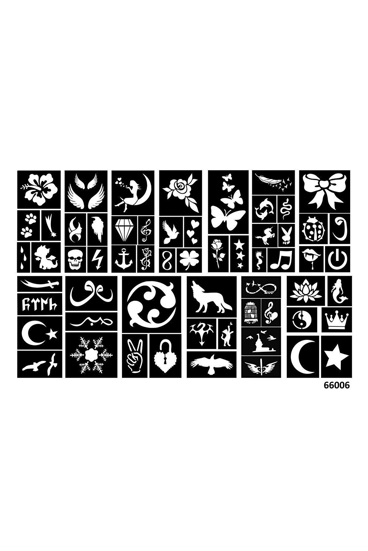 Ai̇rbrush Tattoo 12 Sayfa 60 Farklı Geçi̇ci̇ Dövme Kalıbı Spreysi̇z Sadece Şablon Seti̇