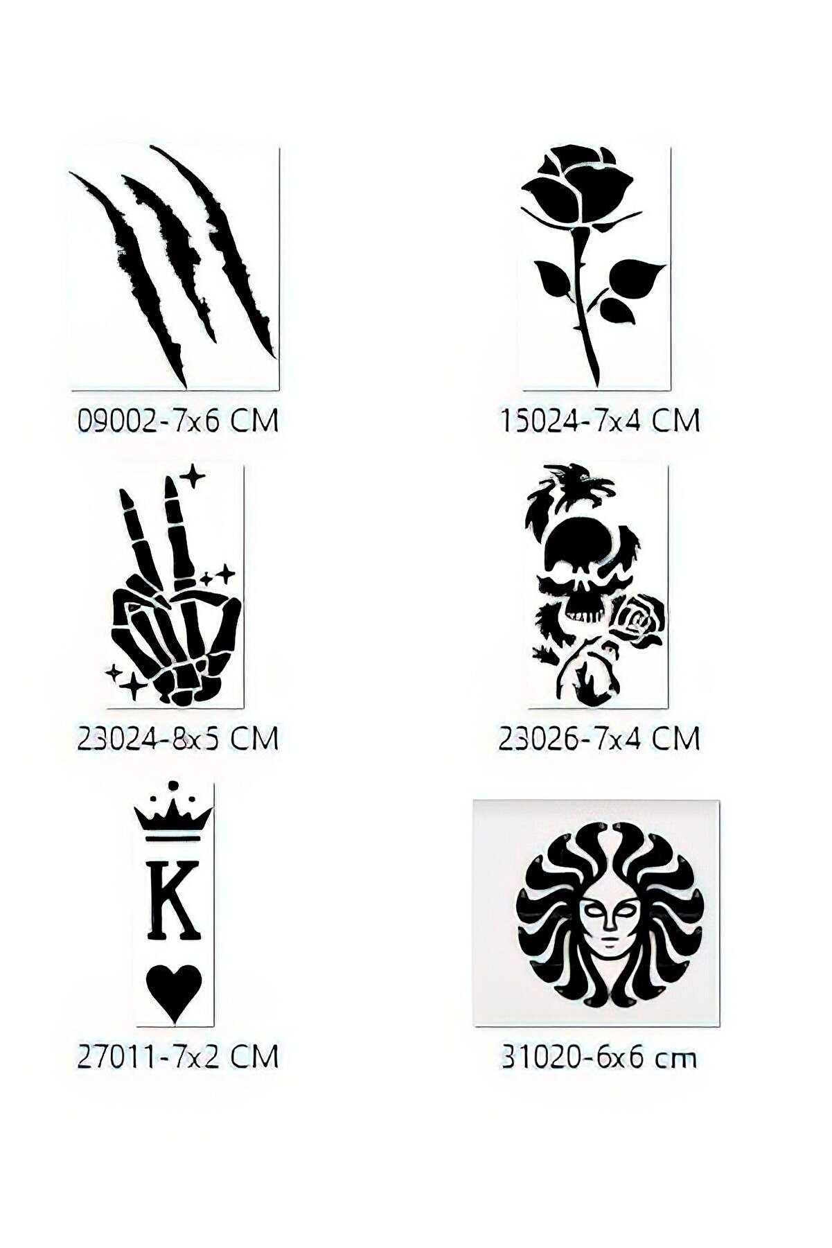 Ai̇rbrush Tattoo İskelet Zafer Geçi̇ci̇ Dövme Şablonu Seti̇ Sadece Desen