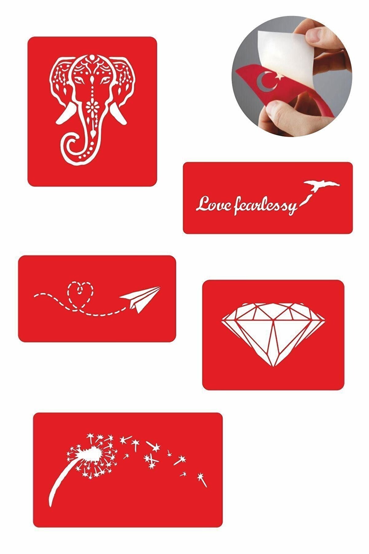 Ai̇rbrush Tattoo Fi̇lli̇ 5 Adet Geçi̇ci̇ Dövme Kına Şablonu