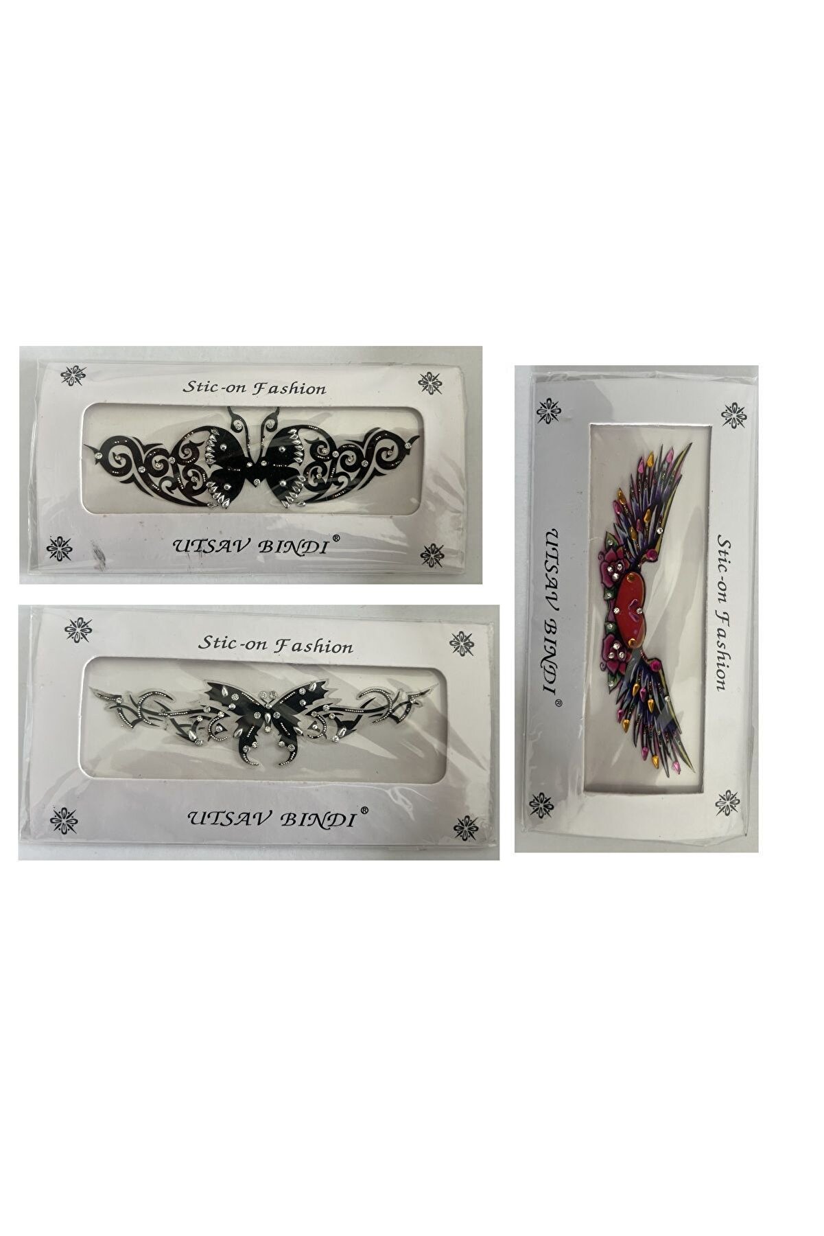 Ai̇rbrush Tattoo Taşlı Yapıştırma Dövme 3 Adet Bi̇rden Set9