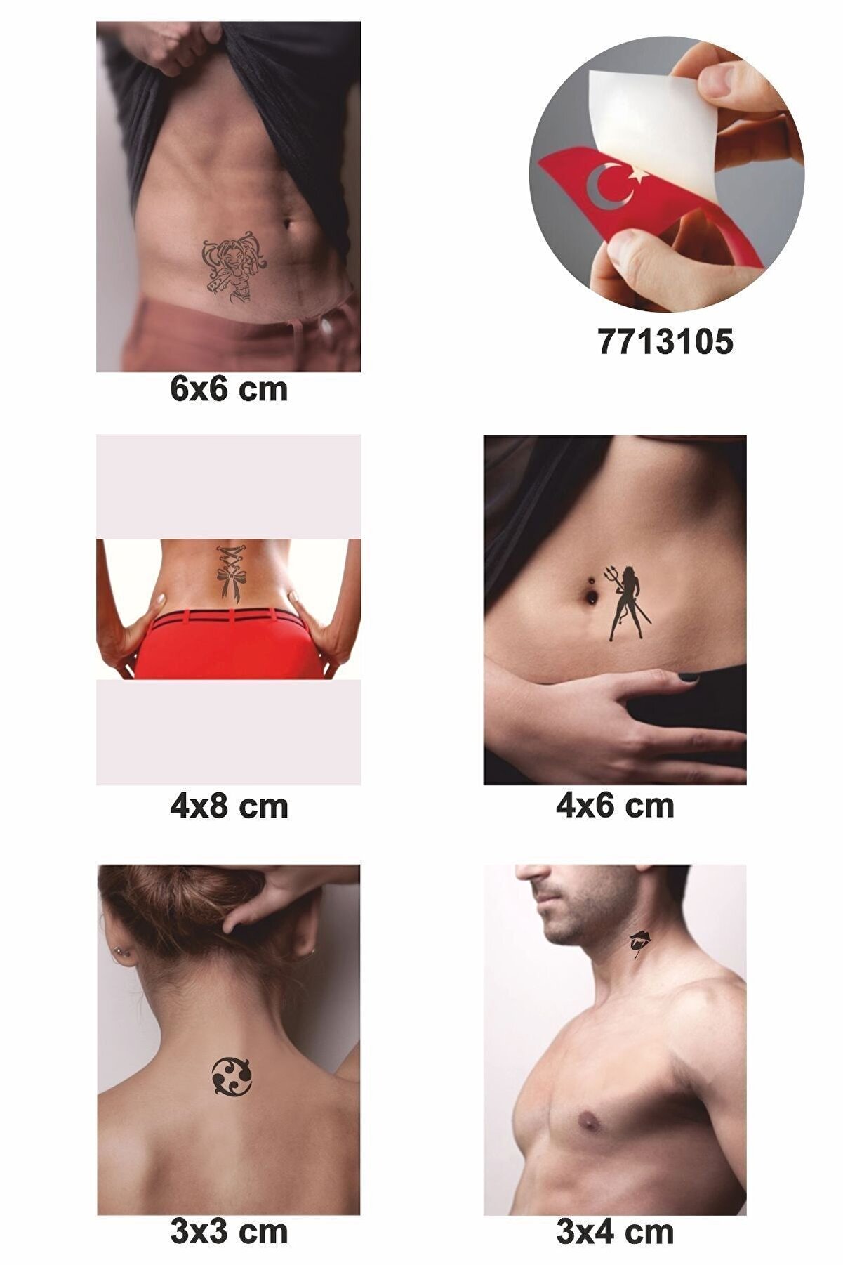 Ai̇rbrush Tattoo Güçlü Yaradılış 5 Adet Geçi̇ci̇ Dövme Kına Şablonu