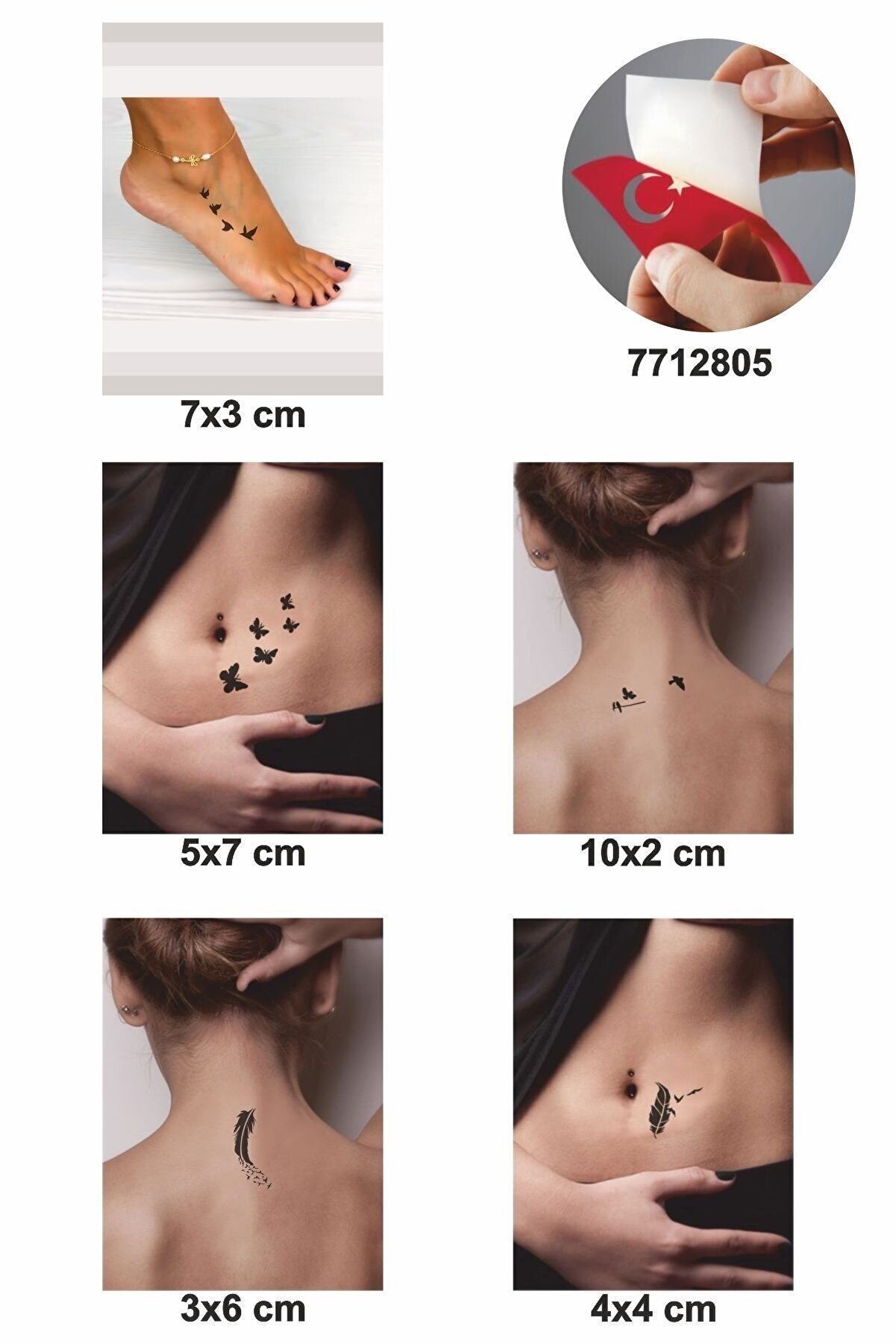 Ai̇rbrush Tattoo Özgür Kuşlar 5 Adet Geçi̇ci̇ Dövme Kına Şablonu