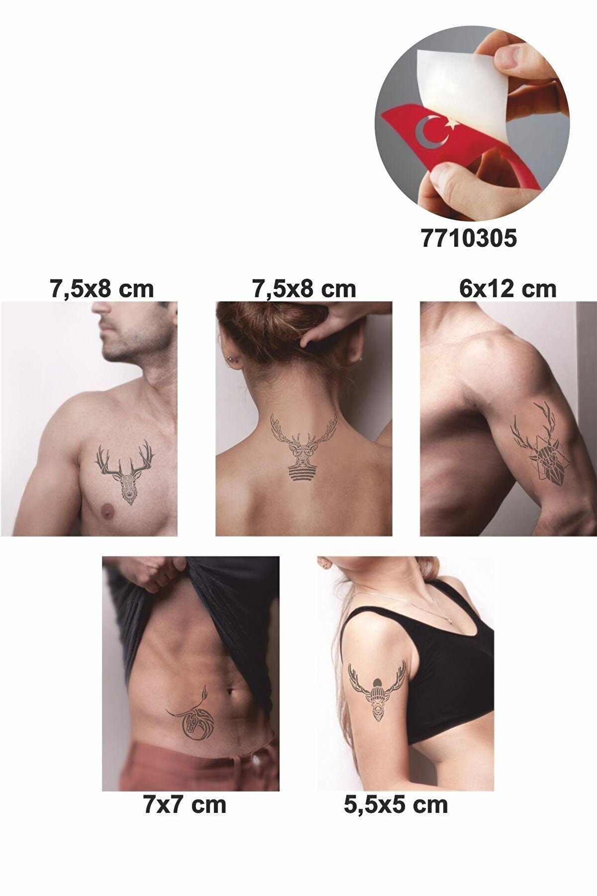 Ai̇rbrush Tattoo Geyi̇k Desenleri̇ 5 Adet Geçi̇ci̇ Dövme Kına Şablonu