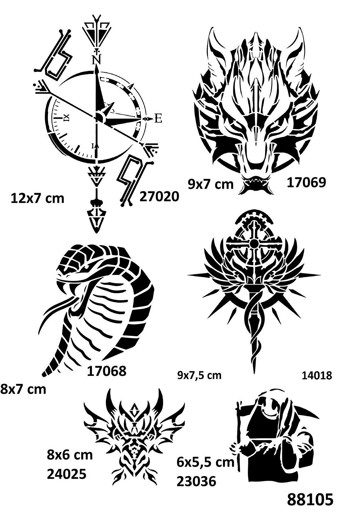 Ai̇rbrush Tattoo Pusula Kobra Modelleri̇ Spray Tattoo Geçi̇ci̇ Dövme Seti̇ Dark Si̇yah Sprey