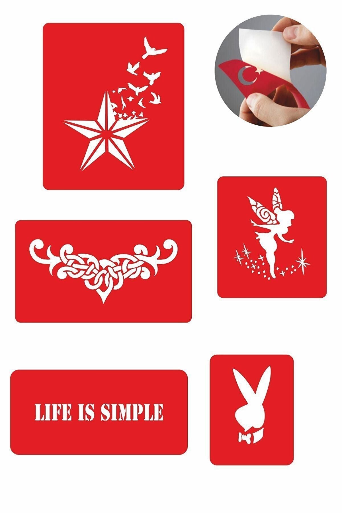 Ai̇rbrush Tattoo Hayat Basi̇tti̇r 5 Adet Geçi̇ci̇ Dövme Kına Şablonu