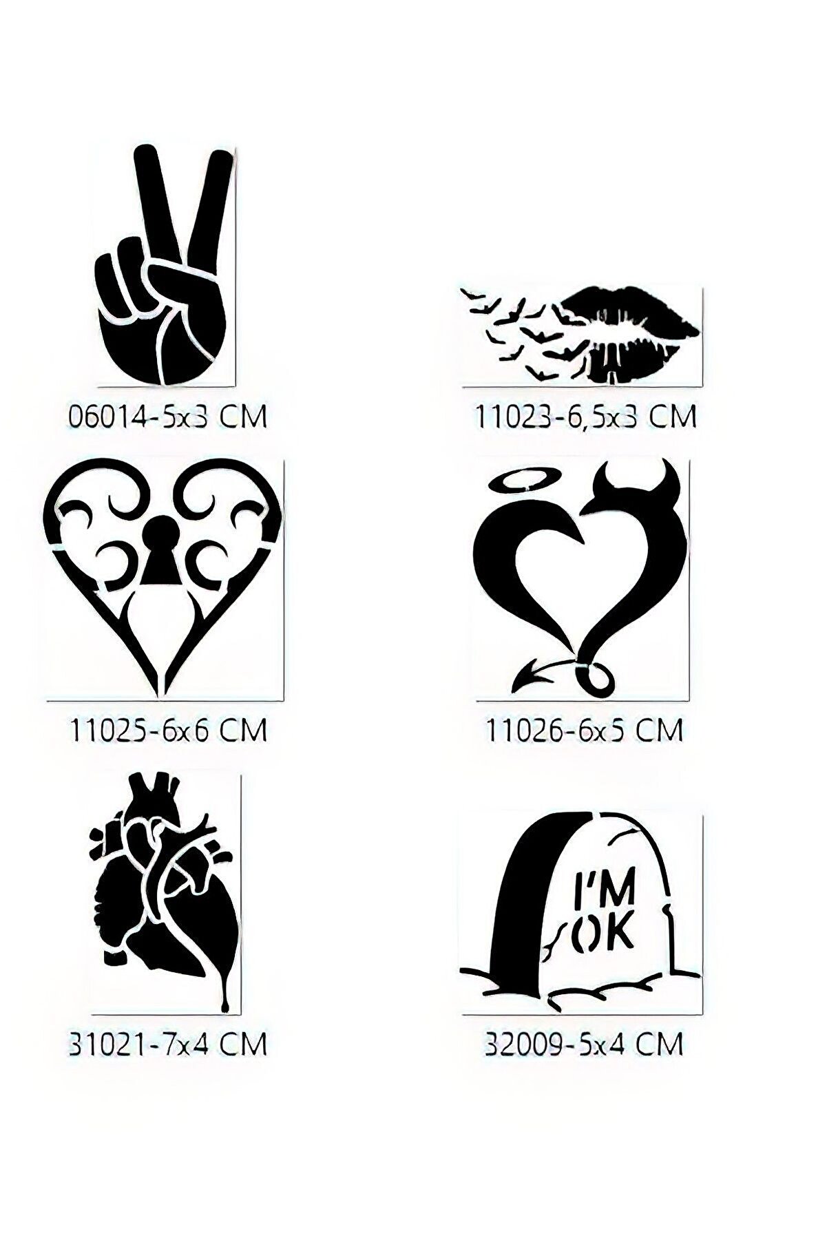 Ai̇rbrush Tattoo Aşkın Zaferi̇ Geçi̇ci̇ Dövme Şablonu Seti̇ Sadece Desen