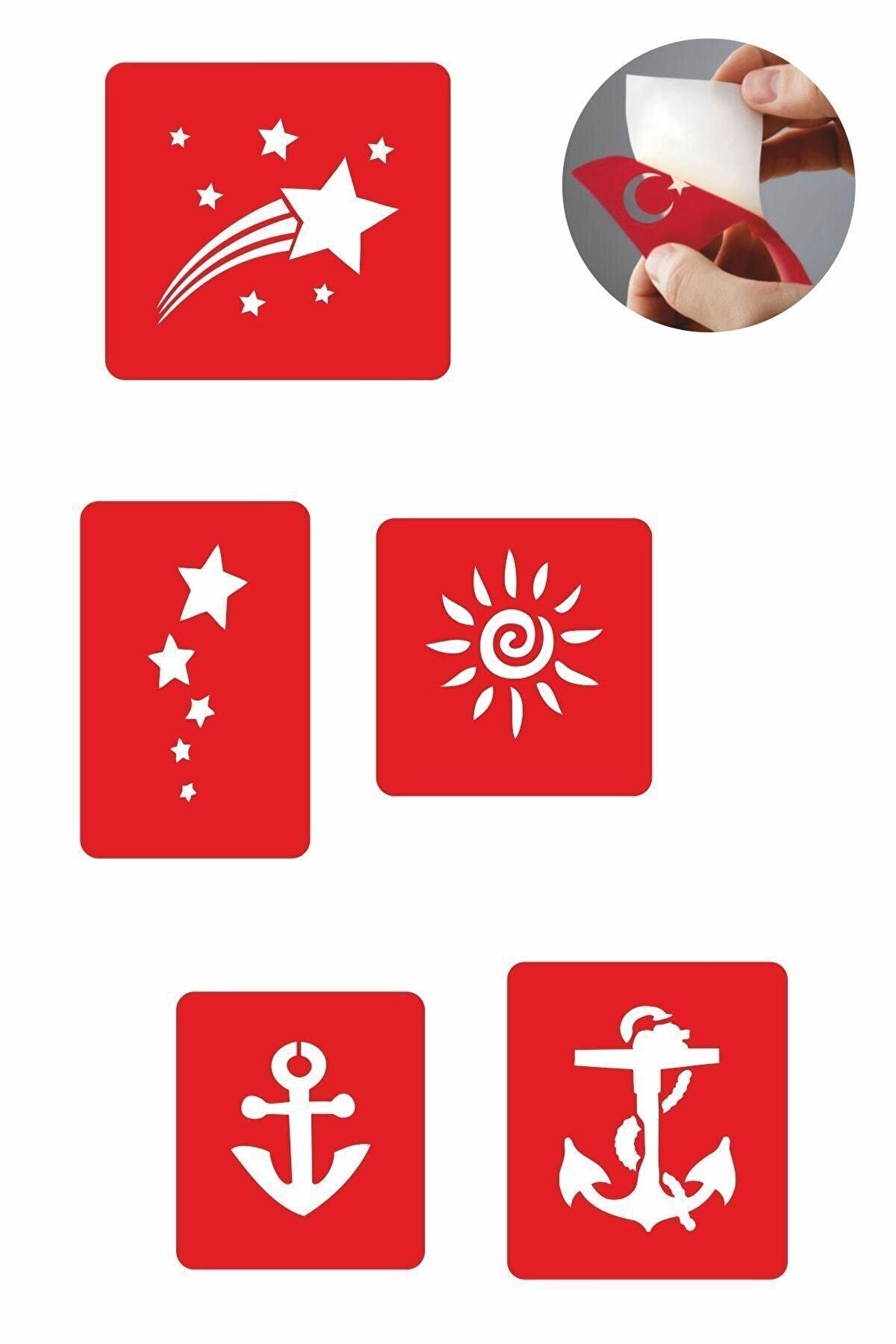 Ai̇rbrush Tattoo Gökyüzü Herkesi̇ndi̇r 5 Adet Geçi̇ci̇ Dövme Kına Şablonu