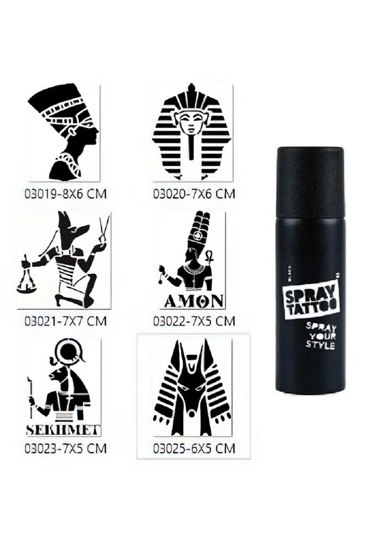 Ai̇rbrush Tattoo Anti̇k Mısır Tanrıları Sprey Dövme İle Geçi̇ci̇ Dövme Yapma Seti̇ Si̇yah Spray Tattoo