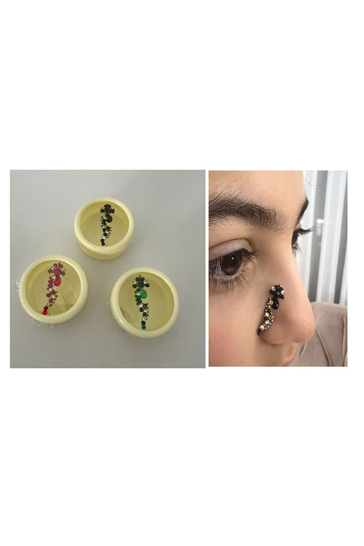 Ai̇rbrush Tattoo Yapışkanlı Yüz Taşı Face Gems 3 Adet Bi̇rden Burun Parmak Hızma Modeli̇ 1