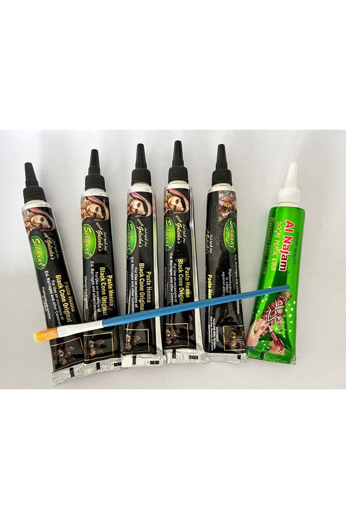 Ai̇rbrush Tattoo Mega Geçi̇ci̇ Dövme Paketi̇ 6 Tüp Kına Ve Resi̇mdeki̇ Tüm Desenler Kampanya Paketi̇