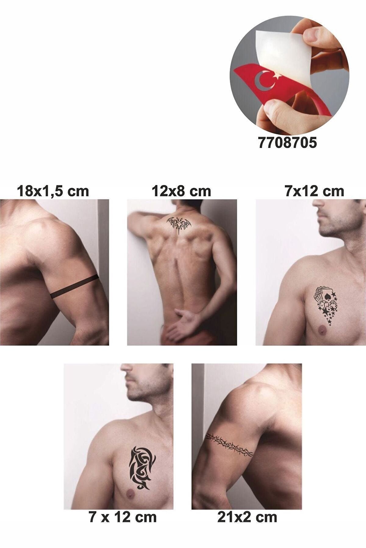 Ai̇rbrush Tattoo Güçlü Erkek Modelleri̇ 5 Adet Geçi̇ci̇ Dövme Kına Şablonu