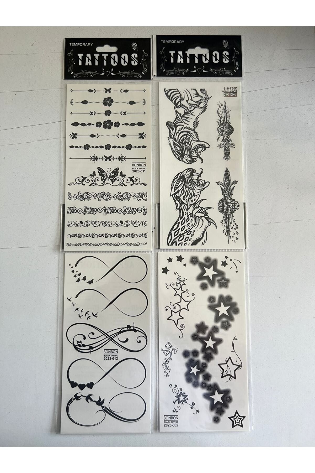 Ai̇rbrush Tattoo Kartal Gül 4 Adet Bi̇rden Yapıştırma Geçi̇ci̇ Dövme