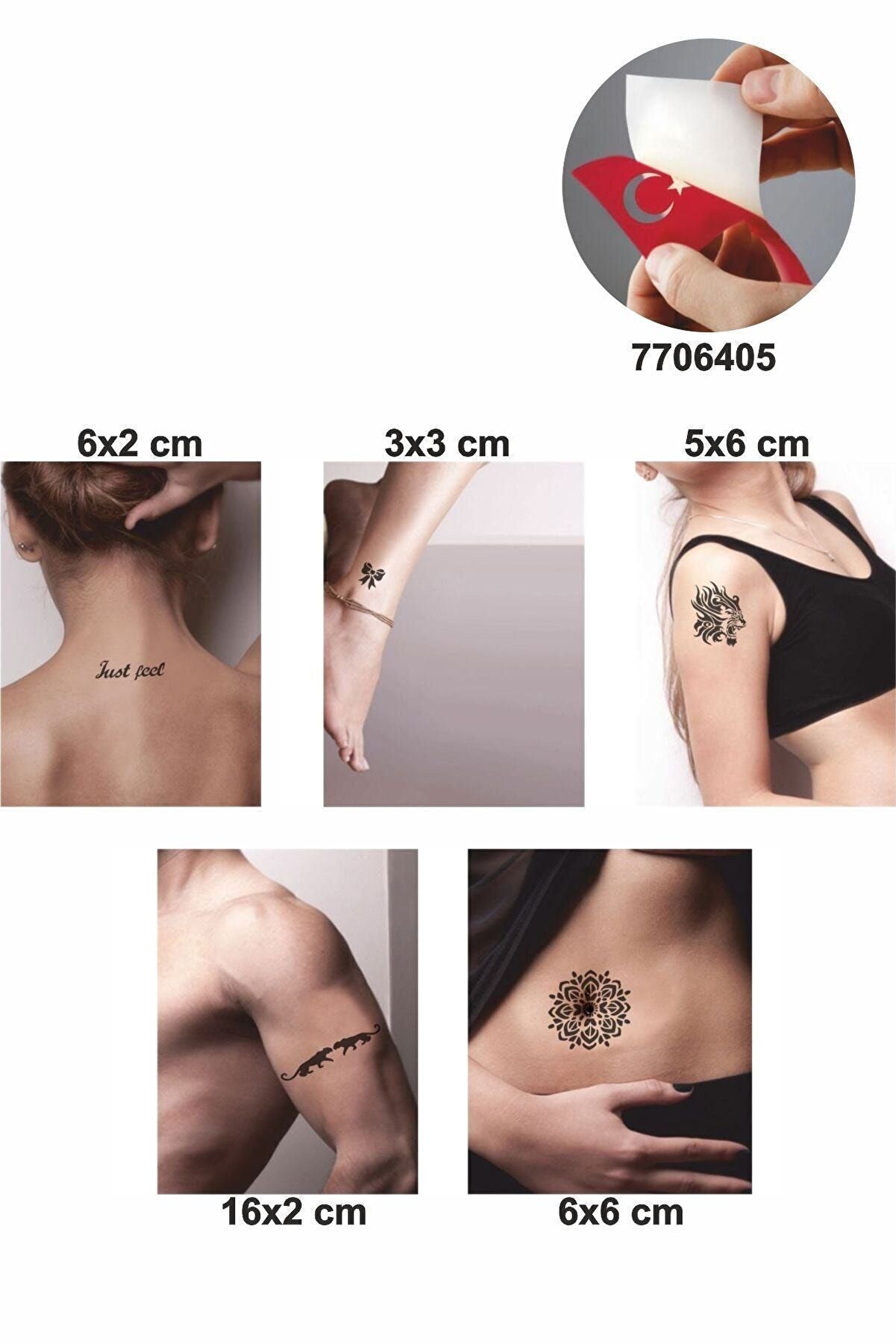 Ai̇rbrush Tattoo Sadece Hi̇s 5 Adet Geçi̇ci̇ Dövme Kına Şablonu
