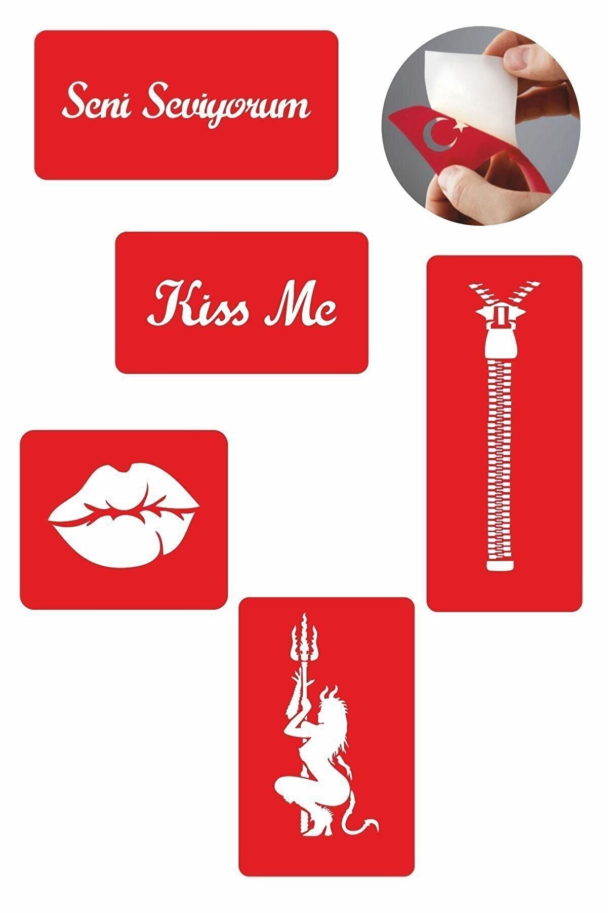 Ai̇rbrush Tattoo Seni̇ Sevi̇yorum 5 Adet Geçi̇ci̇ Dövme Kına Şablonu