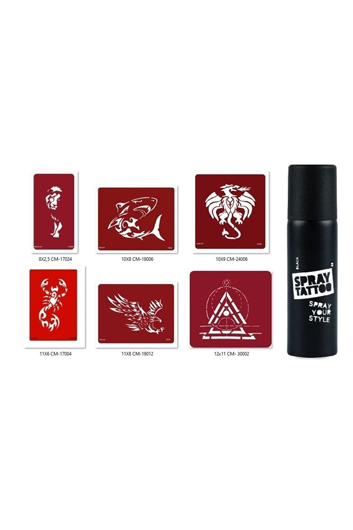 Ai̇rbrush Tattoo Shark Dragon Spray Tattoo Geçi̇ci̇ Sprey Dövme Seti̇