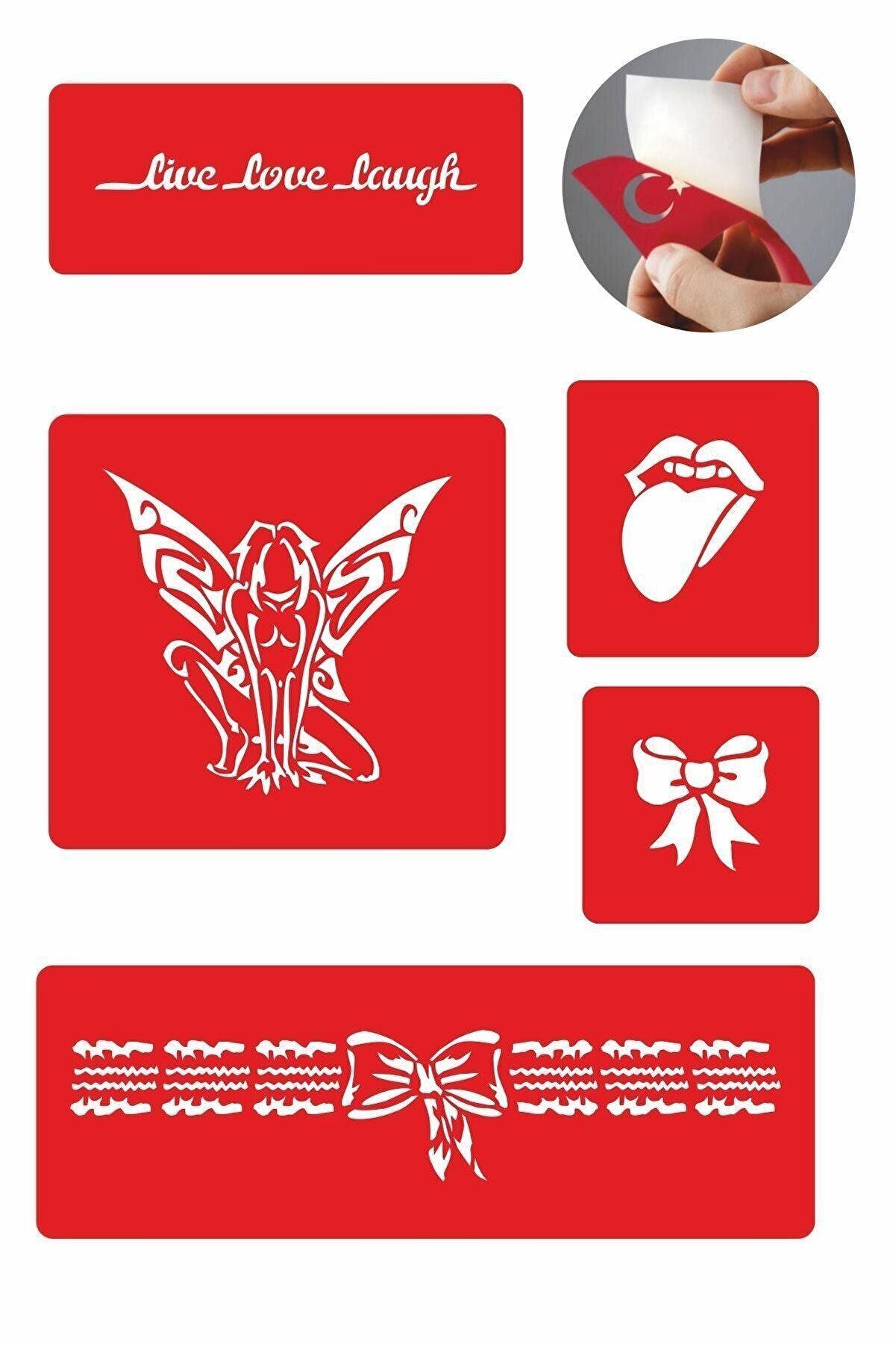 Ai̇rbrush Tattoo Yaşa Sev Gül 5 Adet Geçi̇ci̇ Dövme Kına Şablonu