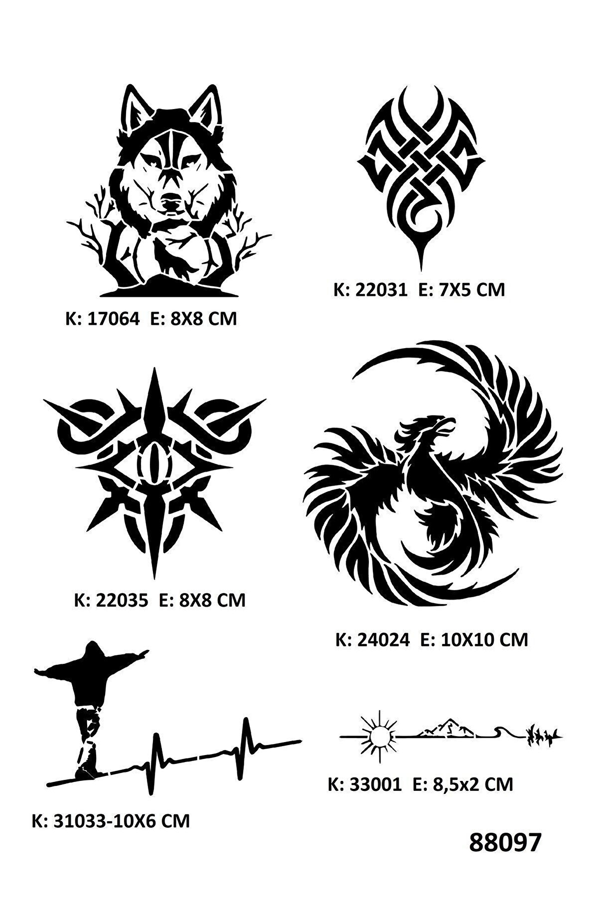 Ai̇rbrush Tattoo Vahşi̇ Modeler Geçi̇ci̇ Dövme Kalıpları Sadece Desen