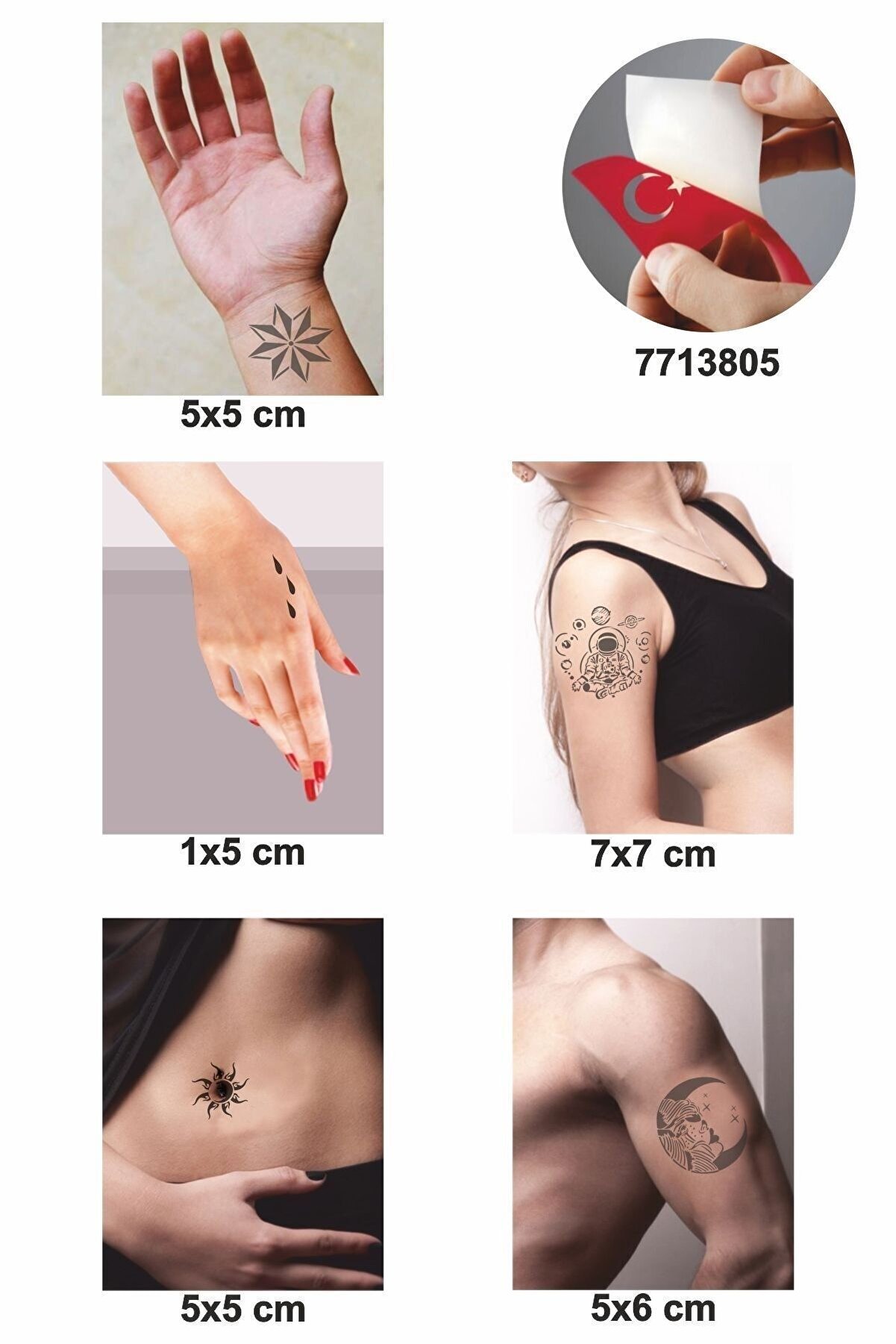 Ai̇rbrush Tattoo Öte Alemler 5 Adet Geçi̇ci̇ Dövme Kına Şablonu