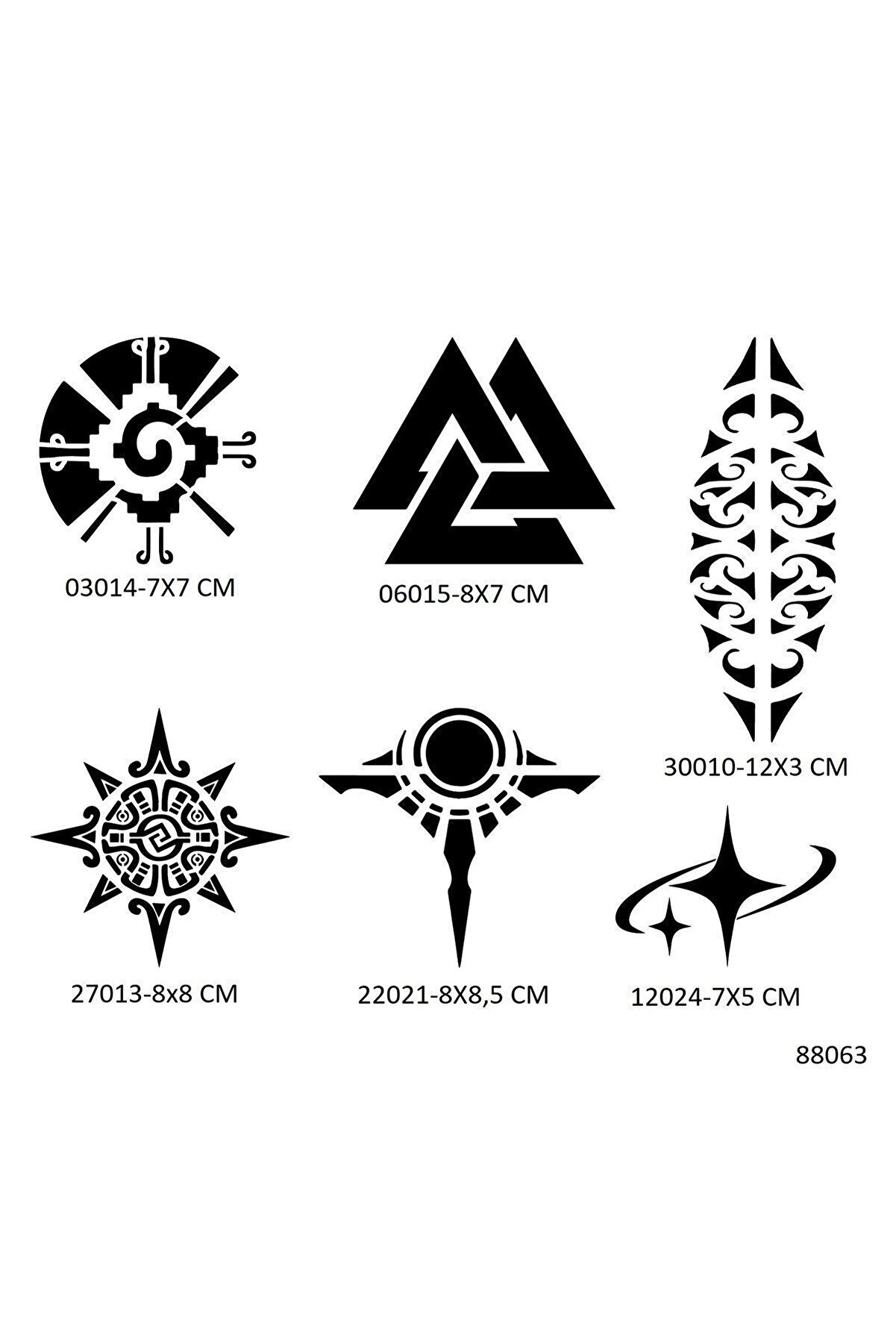 Ai̇rbrush Tattoo Aztek Ve Maori̇ 6 Adet Geçi̇ci̇ Dövme Şablonu Sadece Desen