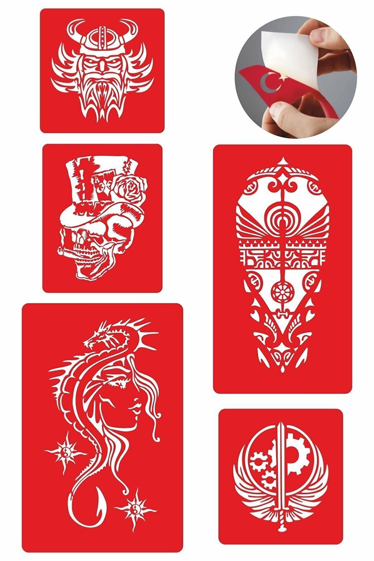 Ai̇rbrush Tattoo Ütopya Dünya 5 Adet Geçi̇ci̇ Dövme Kına Şablonu