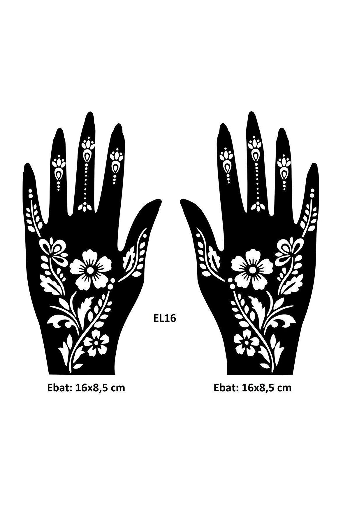 Ai̇rbrush Tattoo Zari̇f Moti̇fler El Üstü 2 Adet Kına Kalıbı Kınasız Sadece Desen