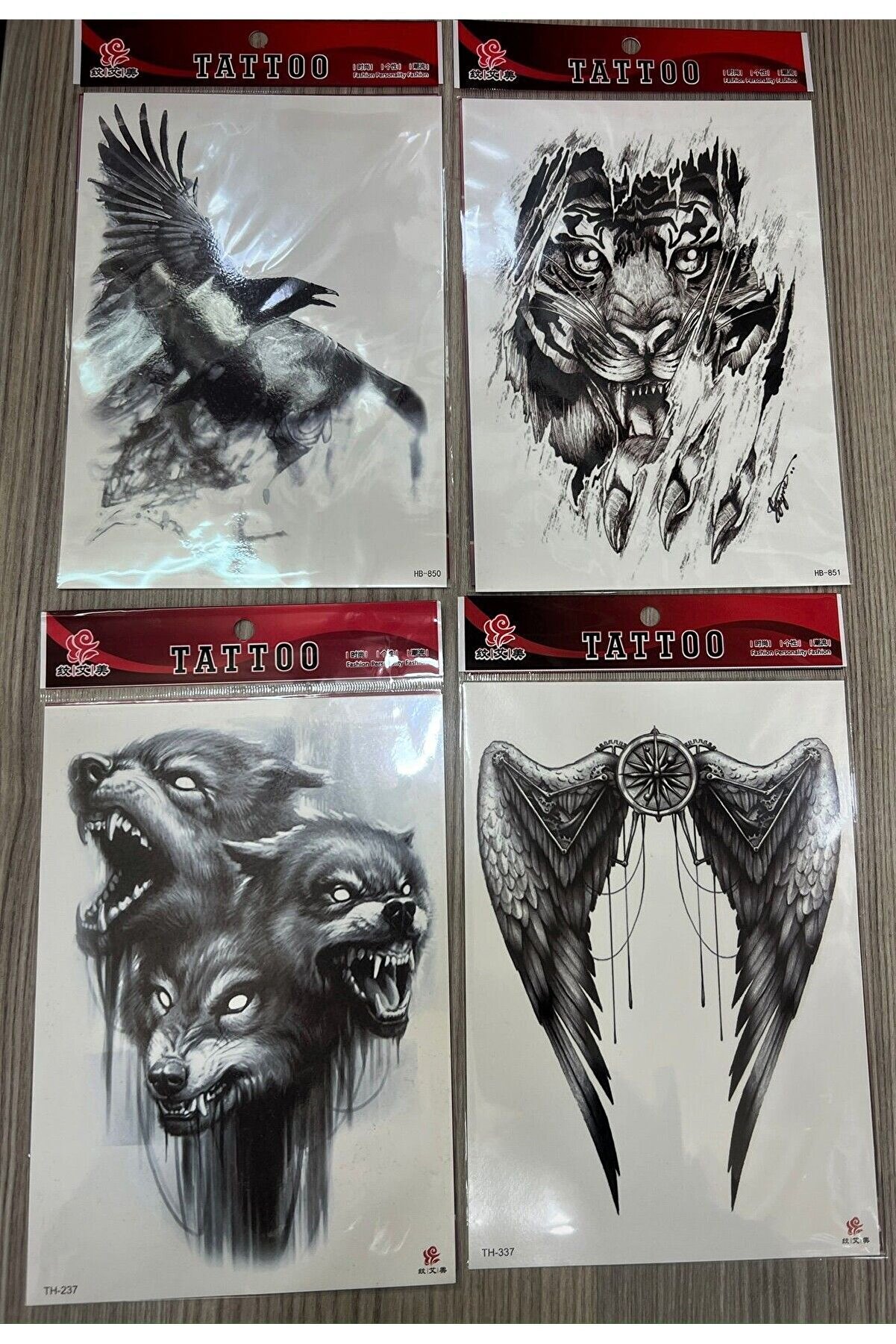 Ai̇rbrush Tattoo B&uuml;y&uuml;k Boy Yapıştırma D&ouml;vme Ge&ccedil;i̇ci̇ D&ouml;vme Seti̇ 4 Adet Bi̇rden Model 21