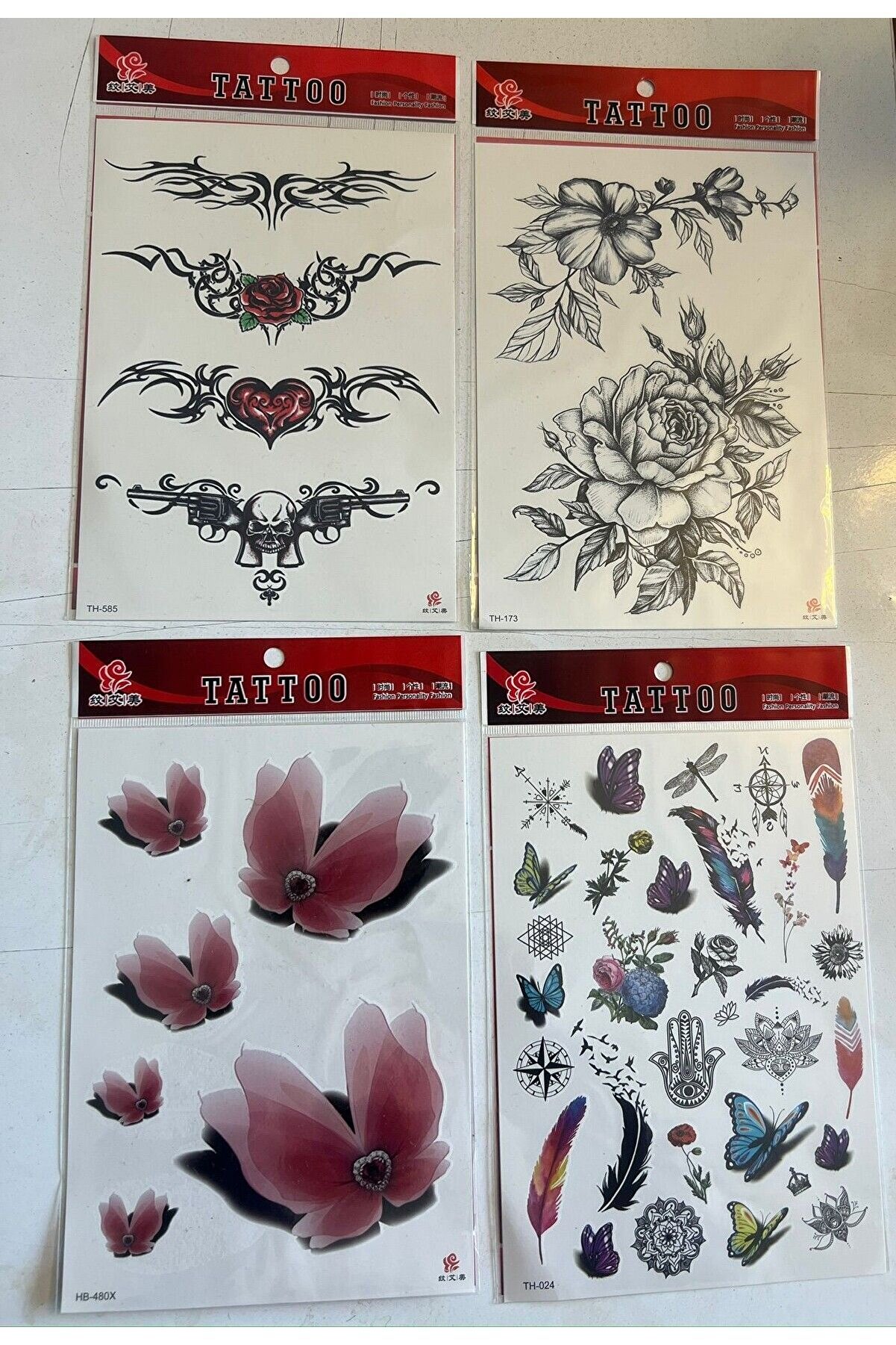 Ai̇rbrush Tattoo Büyük Boy Yapıştırma Dövme Geçi̇ci̇ Dövme Seti̇ 4 Adet Bi̇rden Model 5