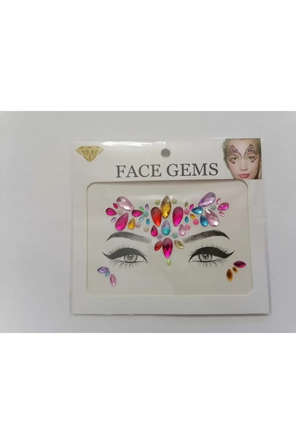 Enhavalı Gold Kendi̇nden Yapışkanlı Yüz Taşı Sti̇cker Face Gems Model4