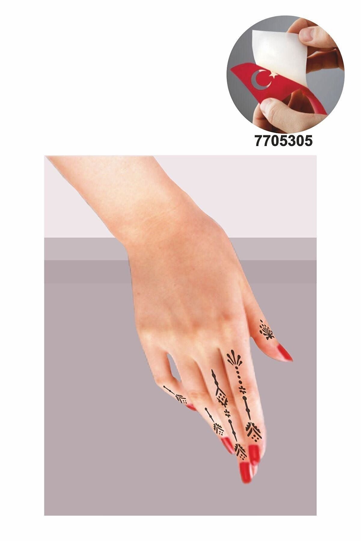 Ai̇rbrush Tattoo Zari̇f Parmaklar 5 Adet Geçi̇ci̇ Dövme Kına Şablonu