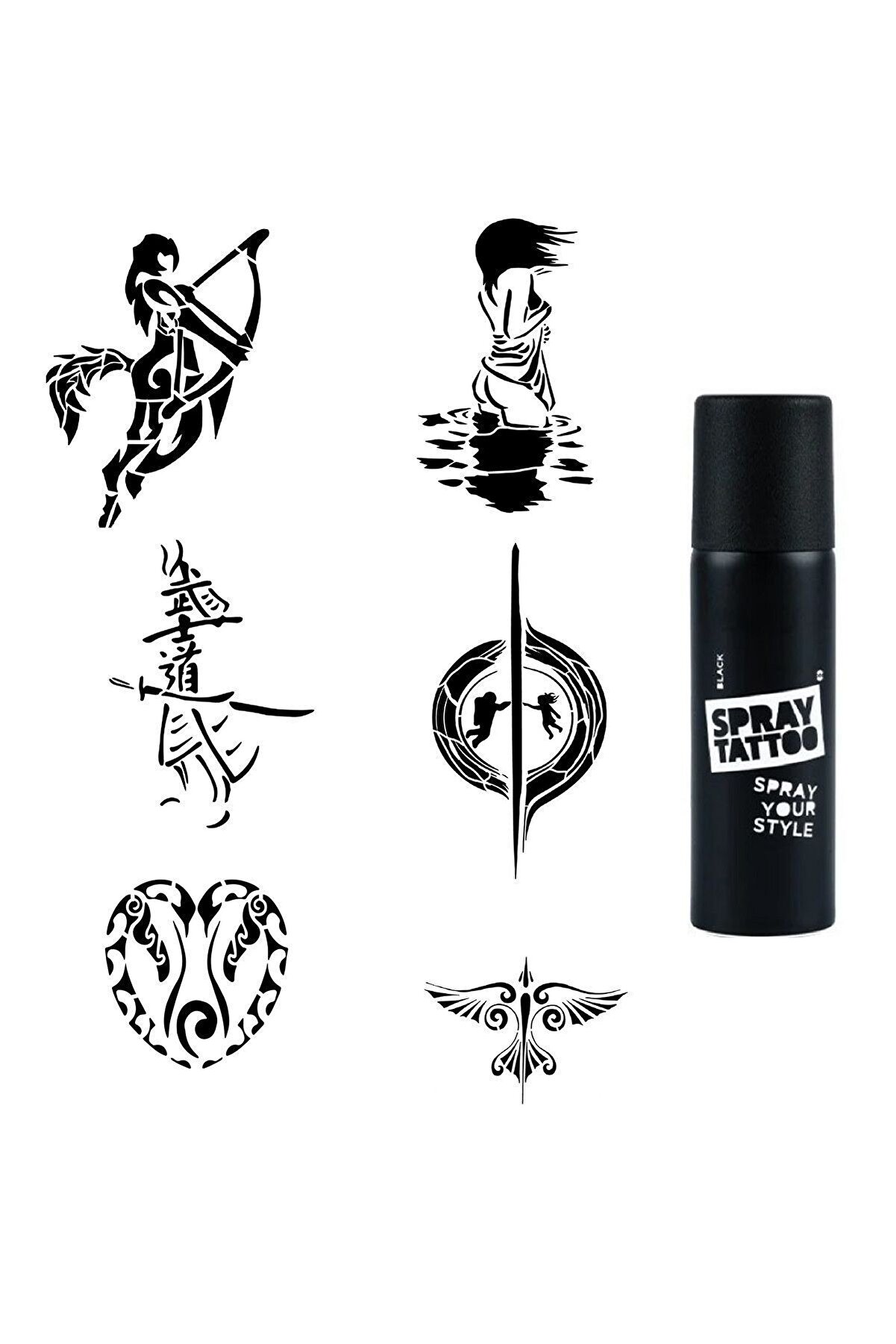 Ai̇rbrush Tattoo Aşk Ve Karadeli̇k Spray Tattoo Geçi̇ci̇ Dövme Seti̇ Dark Si̇yah Sprey