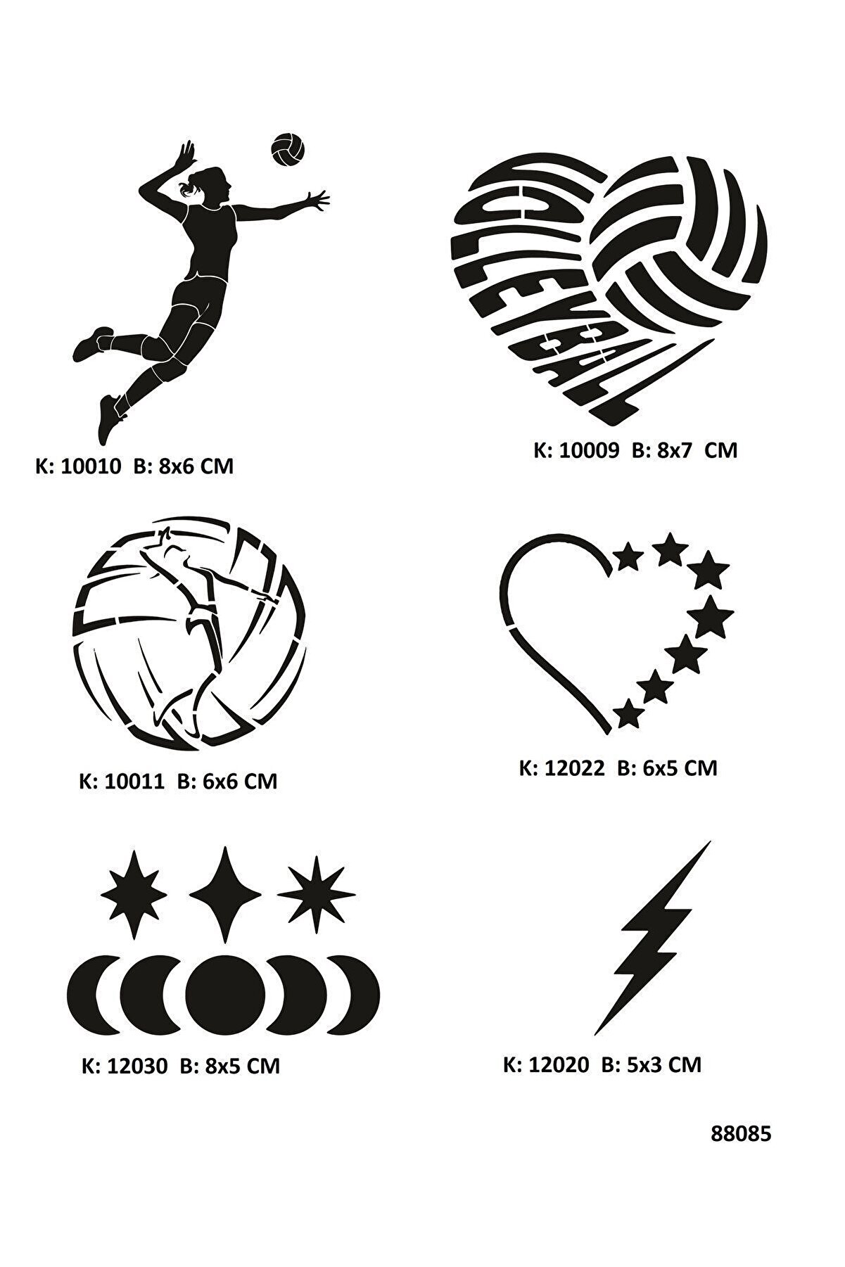 Ai̇rbrush Tattoo Voleybol Aşkı Geçi̇ci̇ Dövme Stenci̇l Seti̇ Spreysi̇z